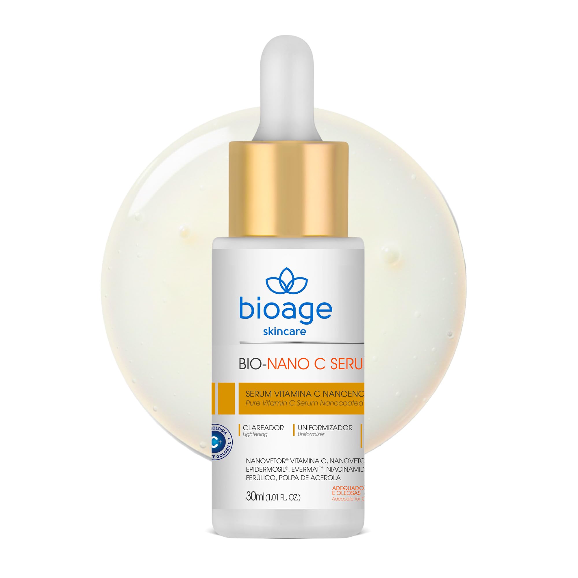 Bioage Bio-Nano C Sérum Facial 30% 30ml - Sérum Concentrado de Vitamina C Nano e