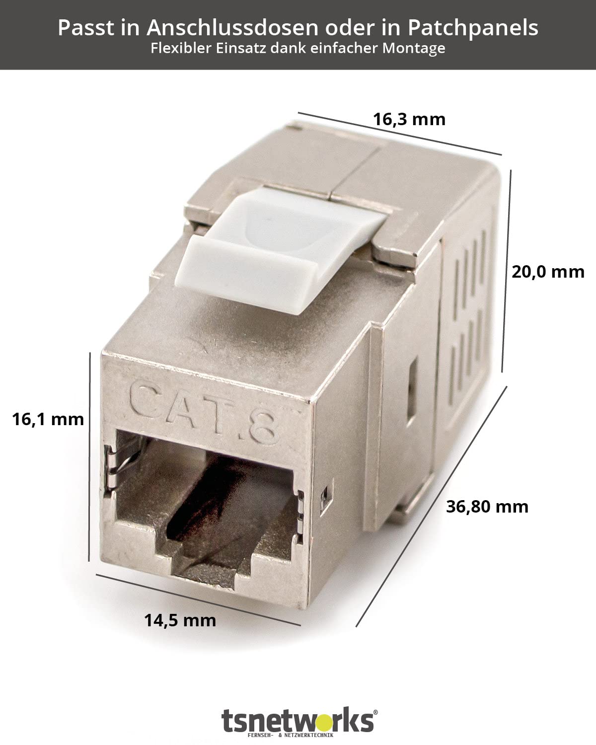 Panel de conexión de 24 puertos, 1U, 19 pulgadas, incluye 24 módulos Keystone Cat. 8.1, conector RJ45, 40 Gbits, STP totalmente apantallado, para cables AWG22-24, Cat. 7a, Cat. 6, Cat. 6,