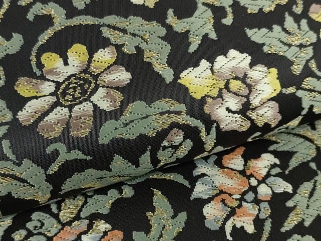 織匠十一代目 篠屋宗兵衛 謹製 綴れ唐織 六通柄袋帯 花唐草文 金糸