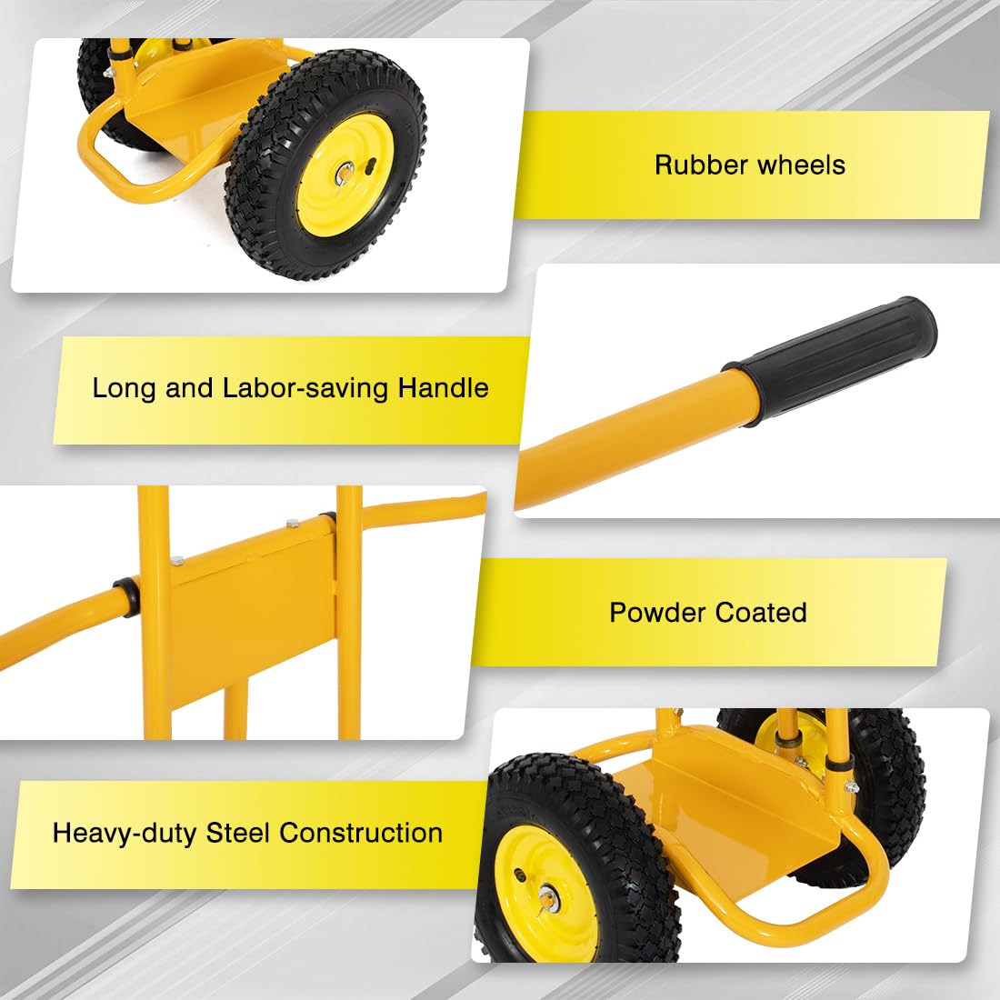 Plattenwagen 500 kg Vollgummi-Räder,für Trockenbau Gipskarton | Rostbeständiger Stahl, 1-Personen-Bedienung, langer Hebelarm, 2 massive Räder, für Baustelle, Lager, Baustelle