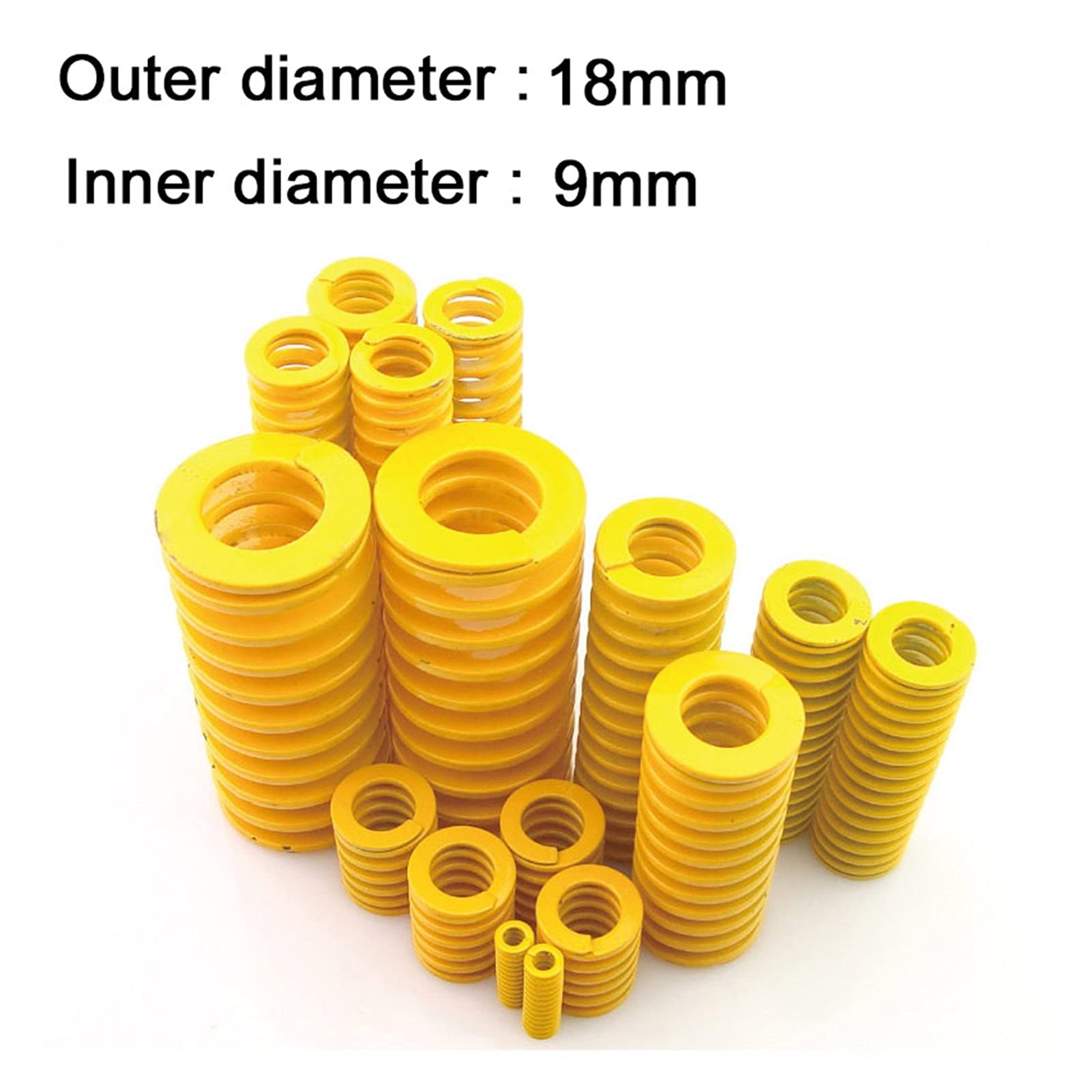 Molla di ricambio di ricambio 1pcs Stampaggio Compressione Molla Giallo Giallo Giallo Light Light Stamping Diametro esterno Diametro esterno 18mm Diametro interno 9mm for hardware