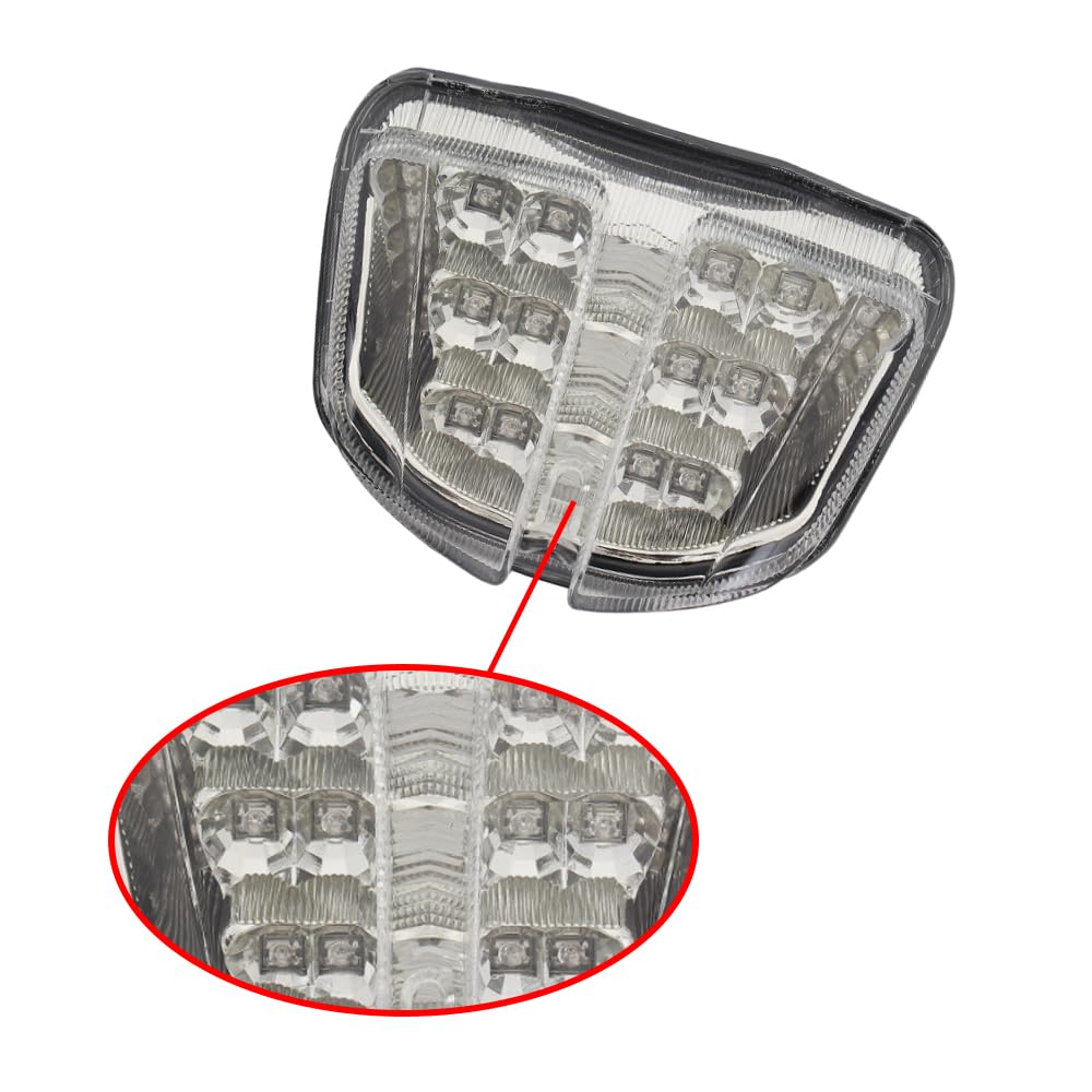 Riloer Luce posteriore a LED per moto, 12 V, luce posteriore per moto, luce di direzione del freno, con grandi perline, parafango posteriore, luce freno di arresto, compatibile con Suzuki