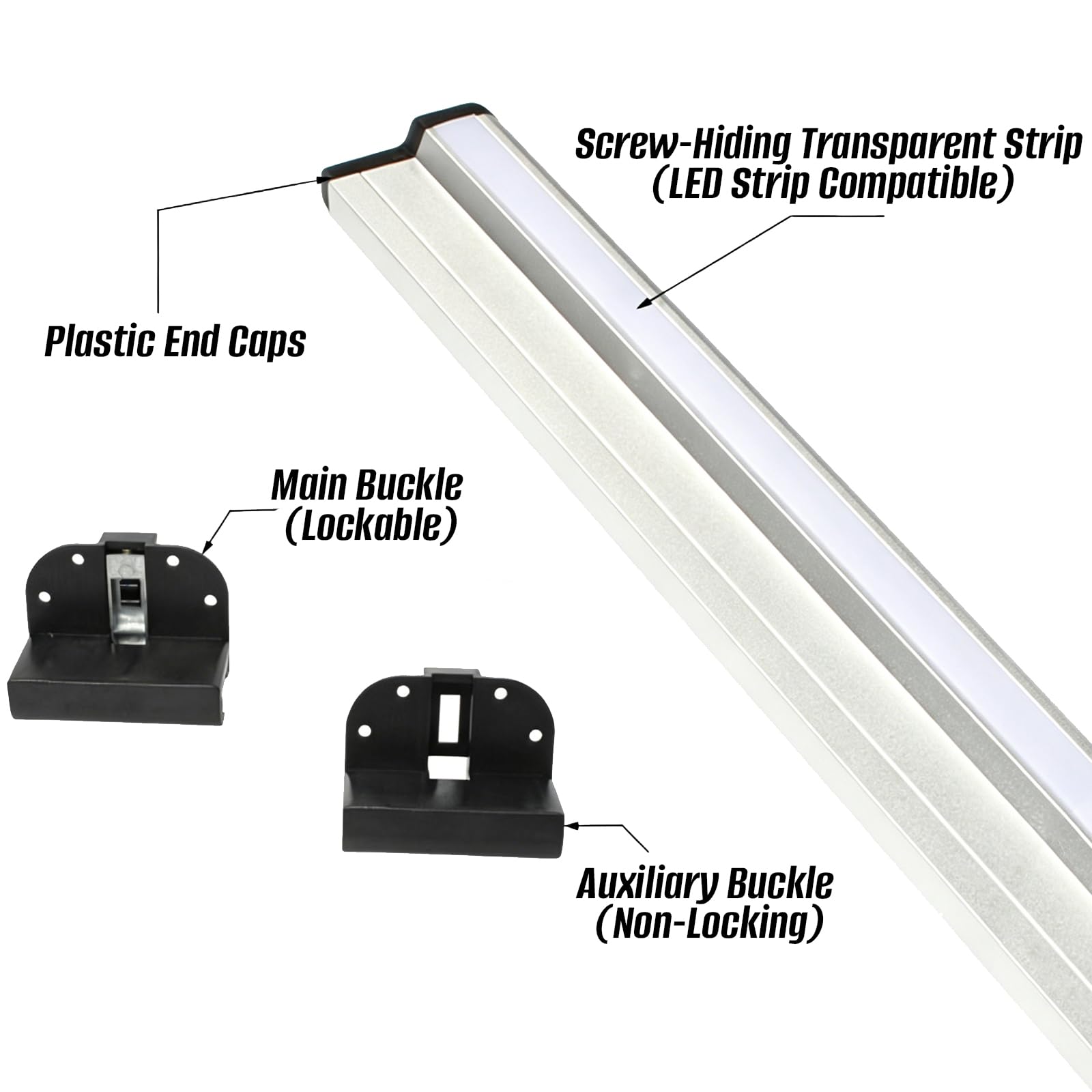 Pata de Mesa Plegable RV y Riel Deslizante, Pata Mesa Camper Plegable de Aluminio con Barra Colgante de 50cm y Clip Soporte De Base De Mesa para Autocaravana Yate Caravana