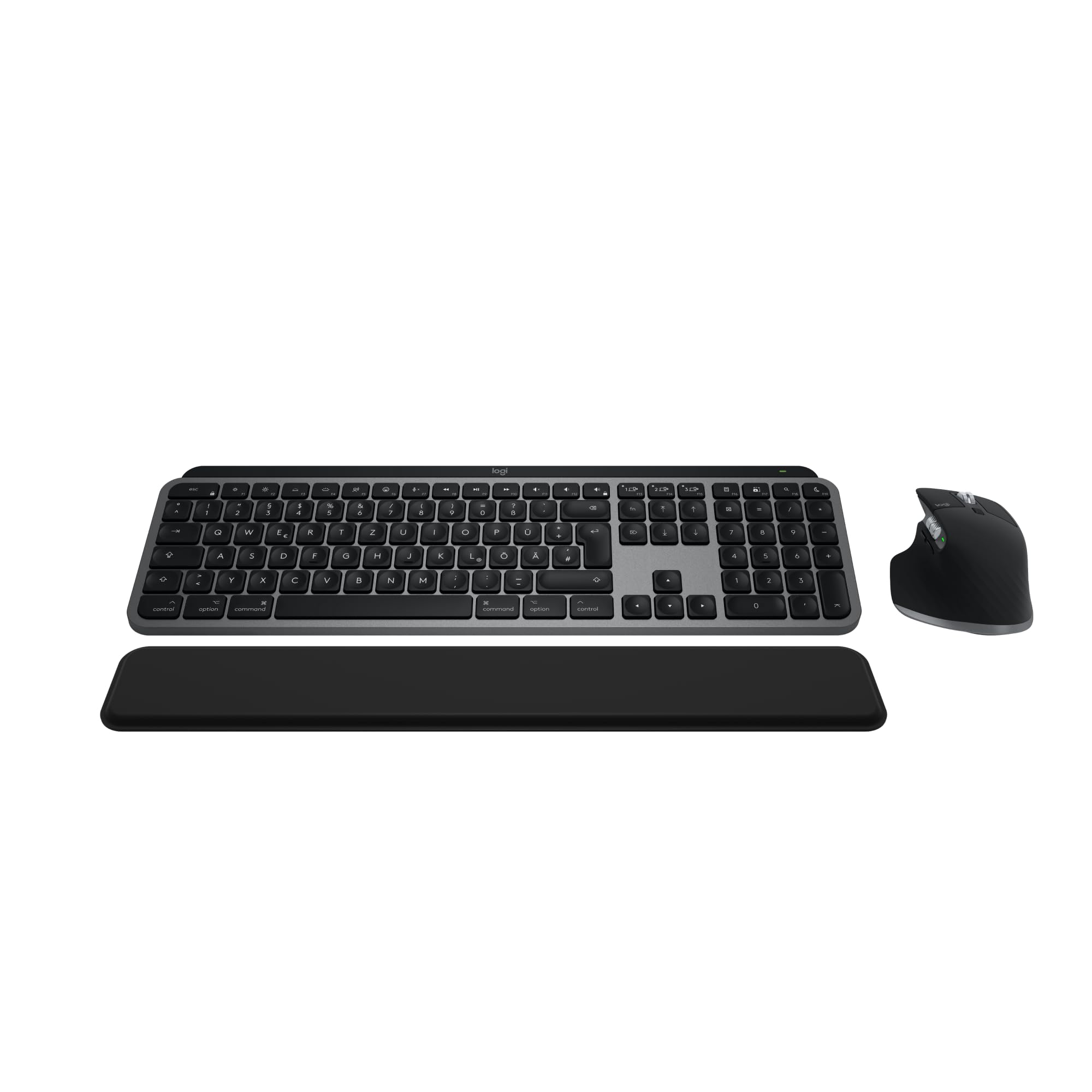 Logitech MX Keys S Combo for Mac, kabellose Tastatur/Maus mit Handballenauflage, beleuchtete Tastatur, schnellscrollende Maus, Bluetooth USB C für Pro/MacBook Air/iMac/iPad, QWERTZ DE - Grau