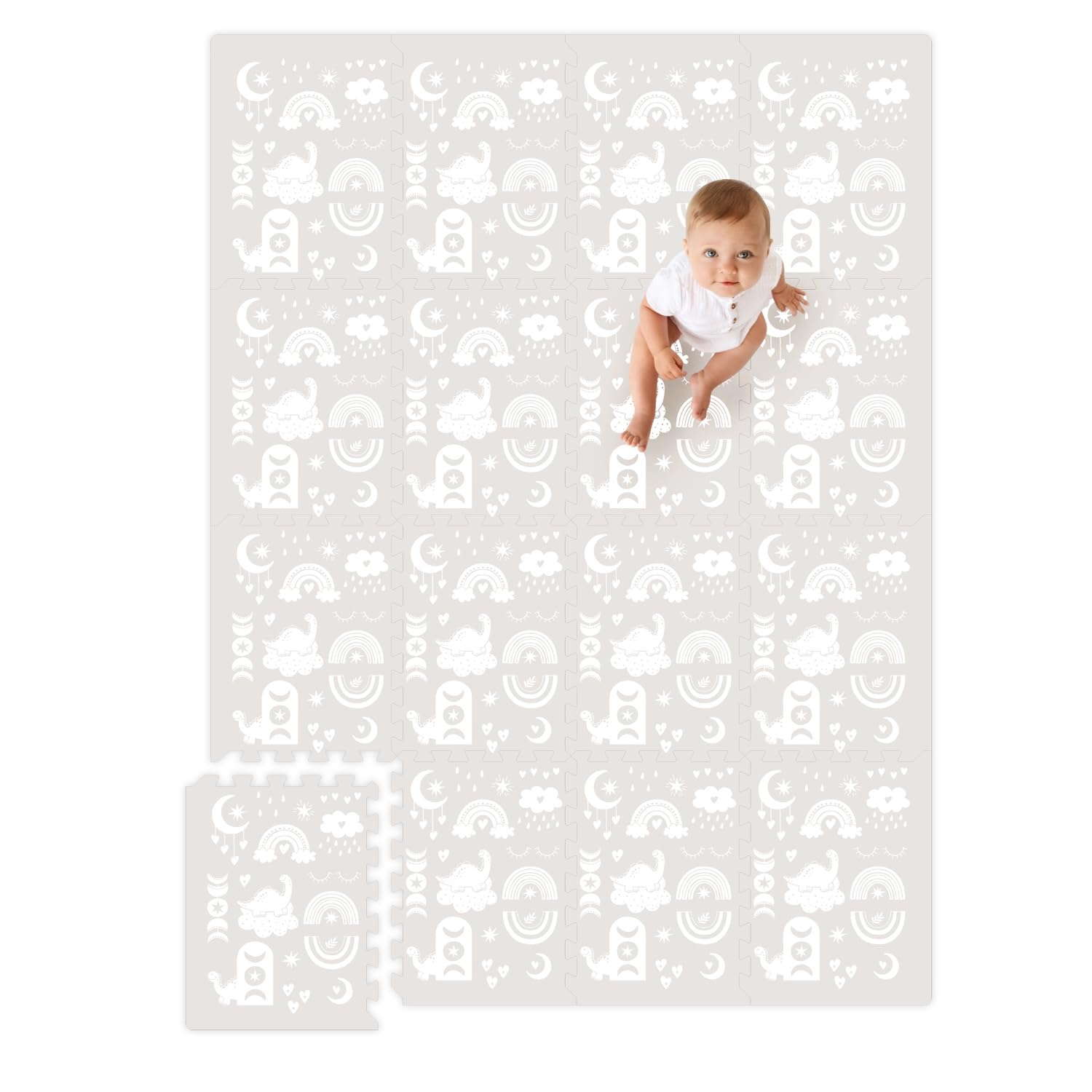 Premium Soft Foam Play Mat for Baby, 5.6 x 4 ft, Easy to Clean - The Perfect Modern Foam Playmat Fits Nicely with Your Kids Playroom Or Home Decor 0.5" Thickness (RainBoho)