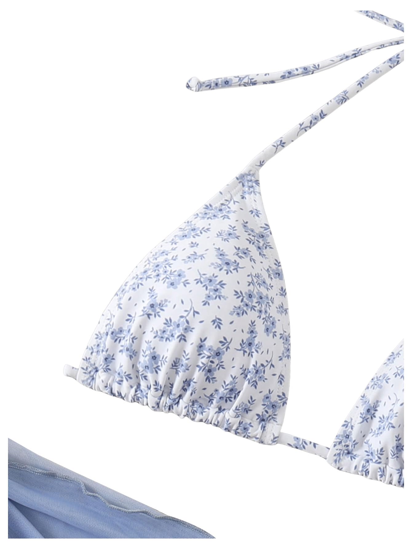 GORGLITTER Damen Bikini Set 3 Teiliger Bikini-Sets mit Blumenmuster Neckholder Badeanzug mit Cover Up Rock Swimsuit Set