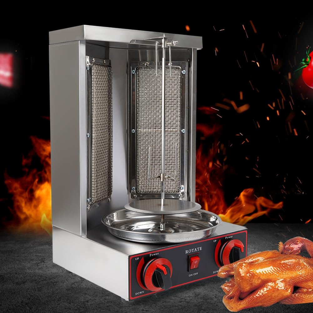 Gas Vertical Shawarma Broiler Machine 3 kW Gyro Grill with 6 Skewers