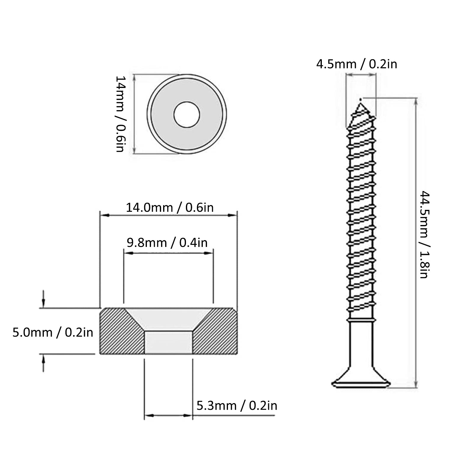 4 Sets Guitar Neck Joint Bushing Set Bass Neck Mounting Screws Metal Ferrule Bolt Accessory for Electric Guitar and Bass