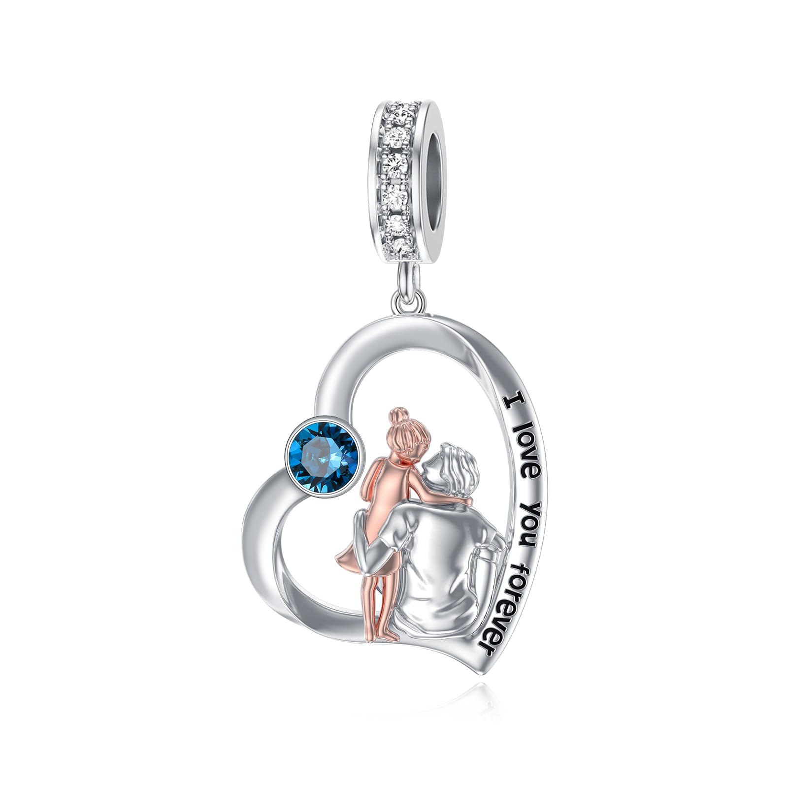 PROESS Father Mother Daughter Charm fit Charms Bracelet Sterling Silver Charms for Bracelets Birthday Valentines Day Gifts for Daughter Mother Lover