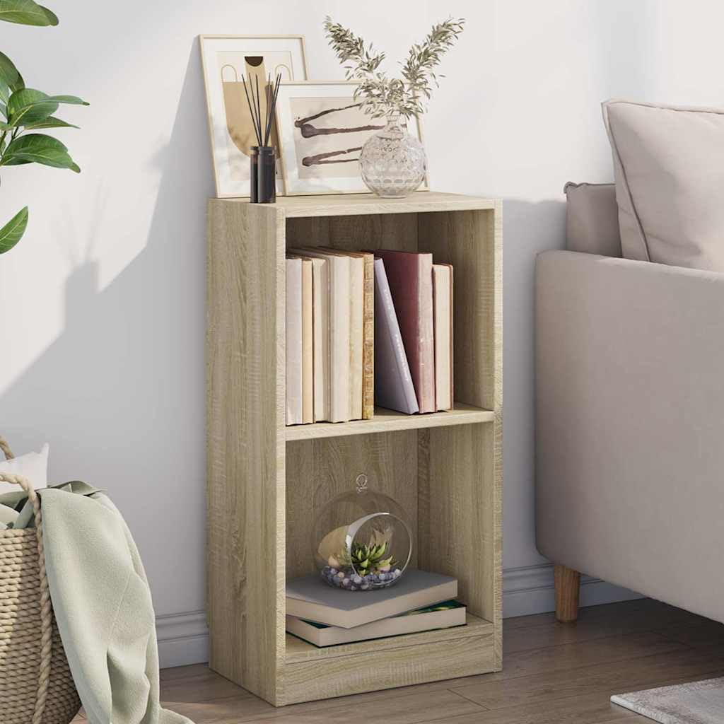Regał na książki dąb Sonoma 40 x 24 x 75 cm, materiał drewnopochodny, organizer z 2 otwartymi półkami, do salonu, gabinetu, pokoju dziecięcego i korytarza, stabilne rozwiązanie do