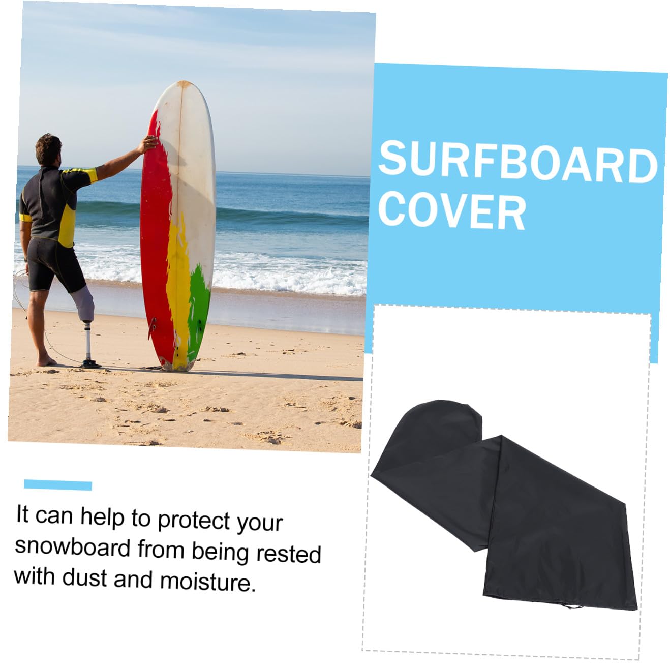 Toyvian Schwarze Surfbretttasche aus Oxford Stoff mit Praktischem Schutz für Outdoor Surfboards und Staubschutz für Altersgruppen