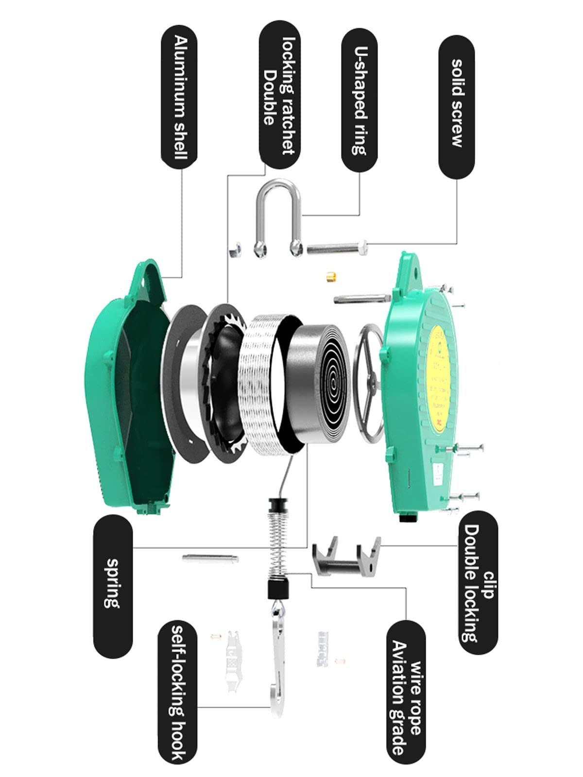 Dispositivo Anticaídas Retráctil, Arnes de Seguridad Anticaídas Cerradura Doble con Cuerda de Seguridad Ignífuga, Equipo de Protección Personal para Andamio Construcción a Gran Altitud, 3-20m(Si
