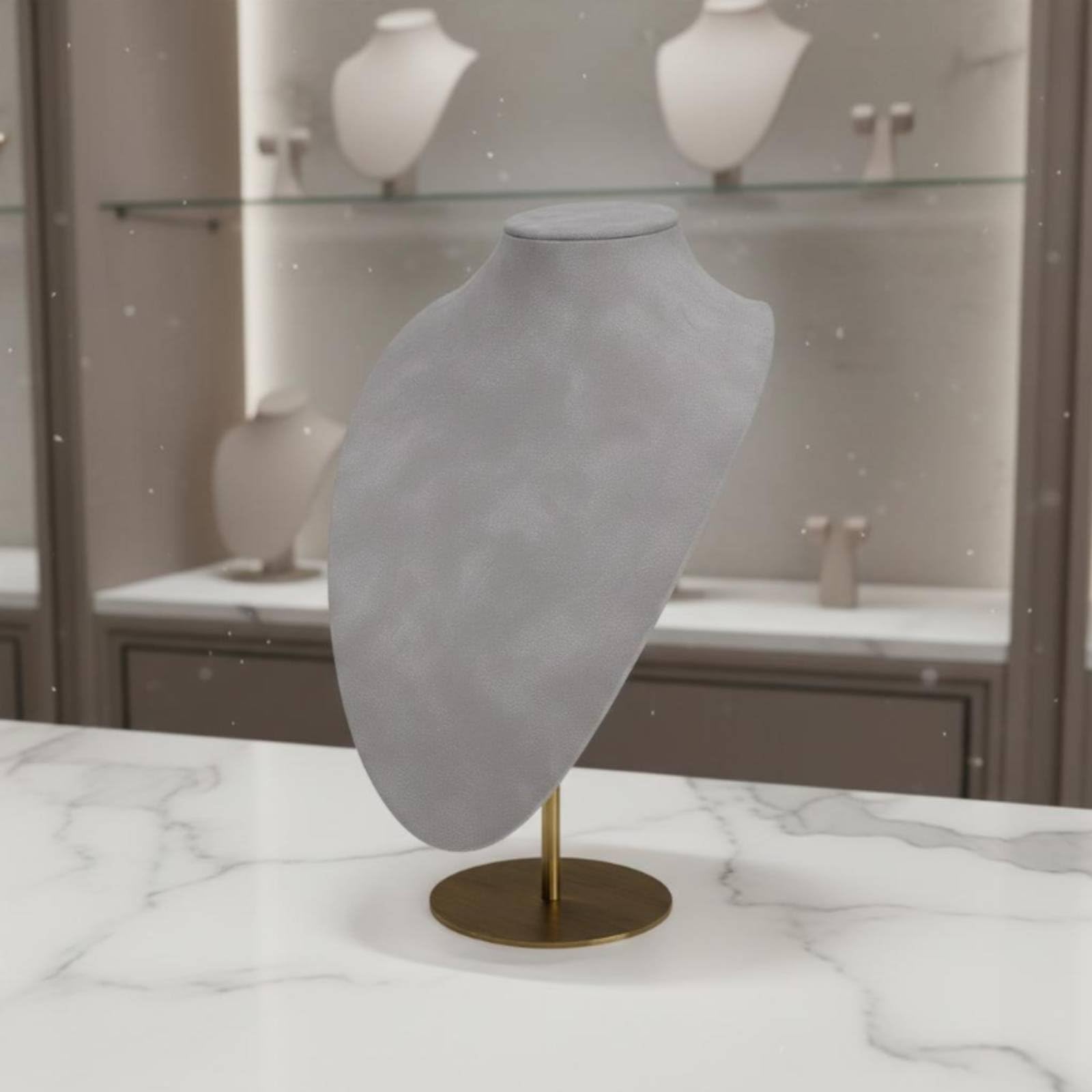 Jewelry Display Stand Espositore Collane Manichino Supporto Porta Gioielli Materiale in Pelle PU E Base in Metallo Regolabile per Angolo E Altezza, L