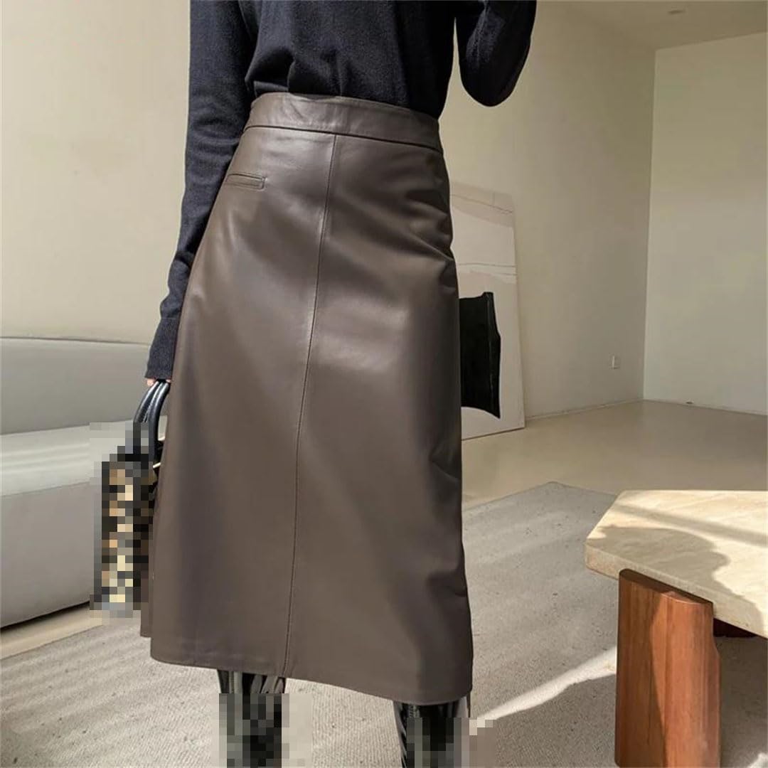 Alloaone Falda Maxi De Cuero De Corte A para Mujer