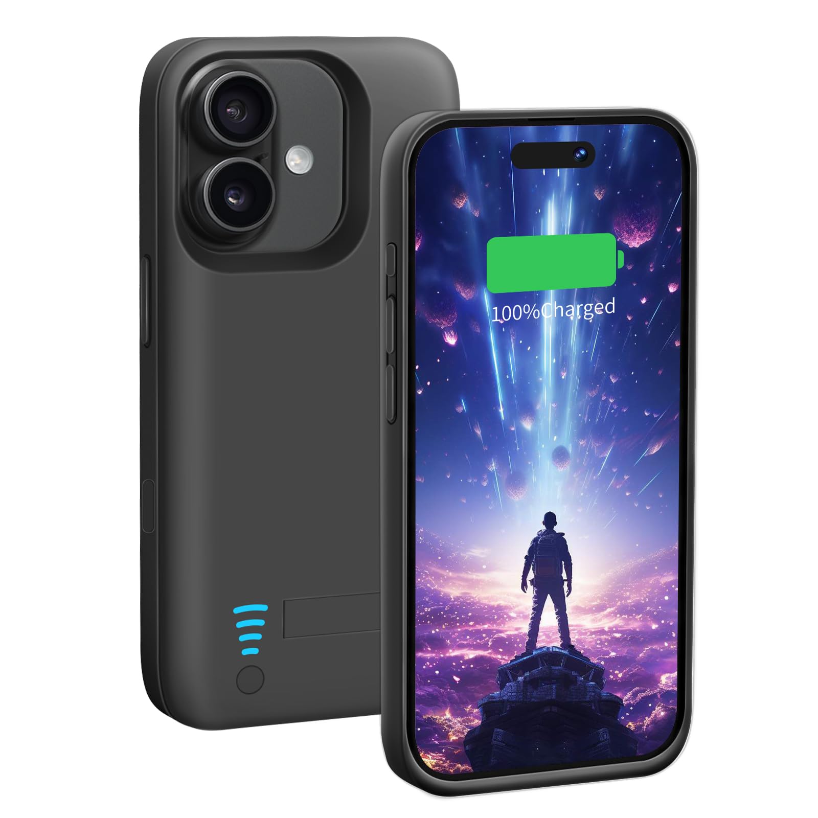 Loytal Battery Case for iPhone 16, 5000mAh Rechargeable Extended Battery Charging/Charger Case, Add 100% Extra Juice (6.1 Inches) Black