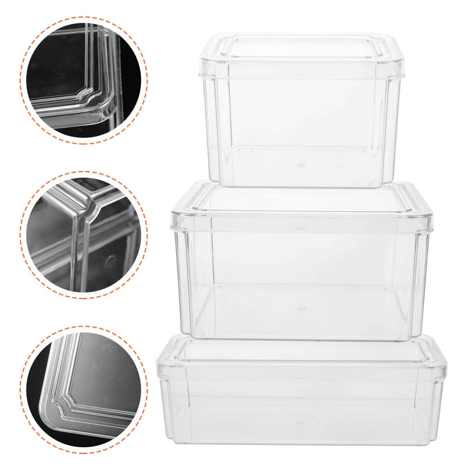 BESTonZON 3stücke Küchen-versiegelungsbox Für Kühlschrank Aufbewahrungsbox Für Lebensmittel Obstbox Mit Verschluss Kühlschrankbox Zum Organisieren Gefrierbehälter Aus Pet-material