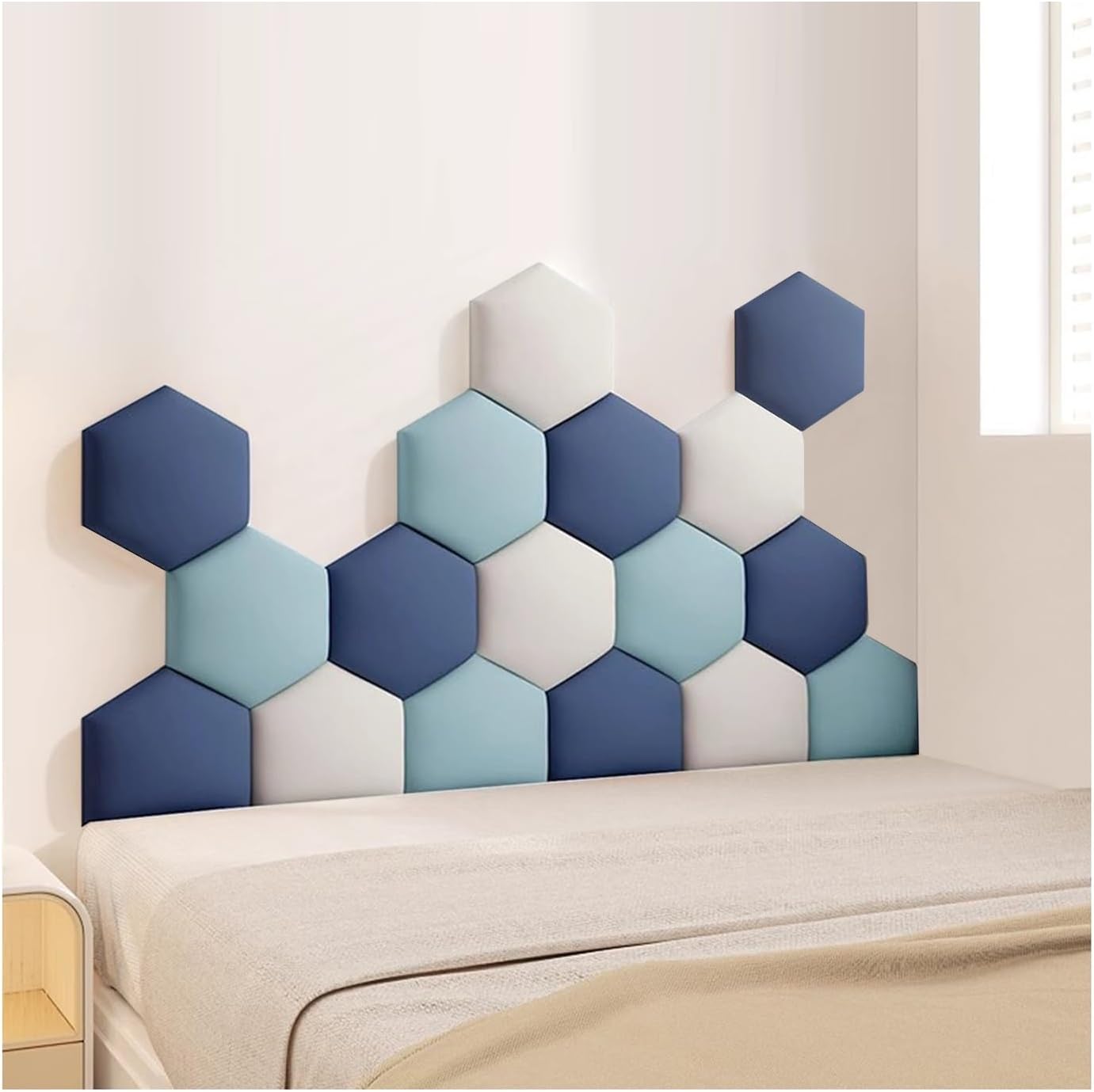 Padded Wall Panels Anti-Collision Wall Padding Self-Adhesive 3D Wall Stickers Headboard Wall Decoration for Single & Double Bed Size(Multi-colored-05,120x70cm)