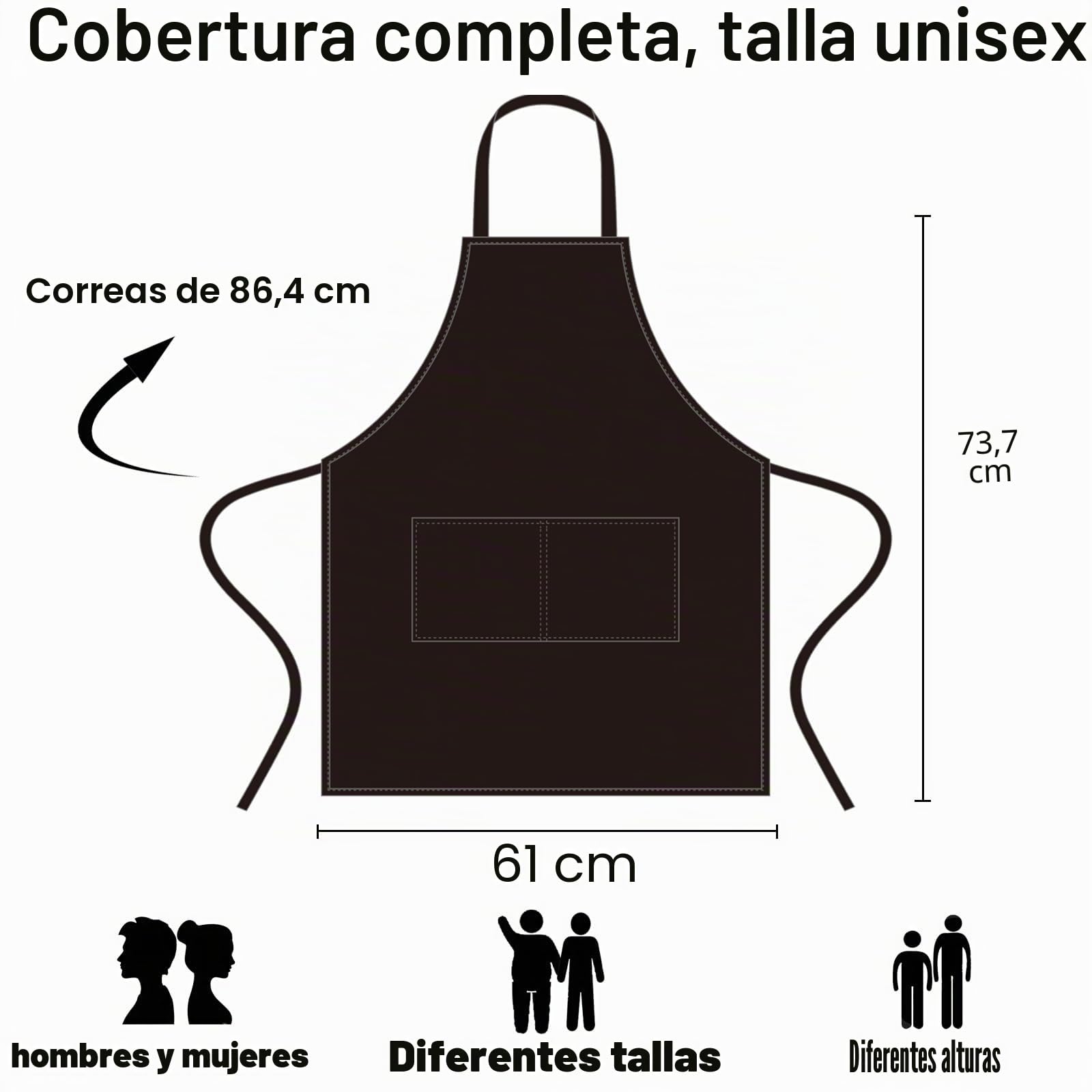 NOBONDO, Delantales unisex con 2 bolsillos espaciosos, lavables a máquina para cocina, manualidades, barbacoa o dibujo, 12 unidades, Negro