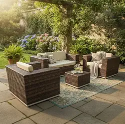 Jogo Para Varanda e Jardim De Sofá e Poltronas Em Alumínio