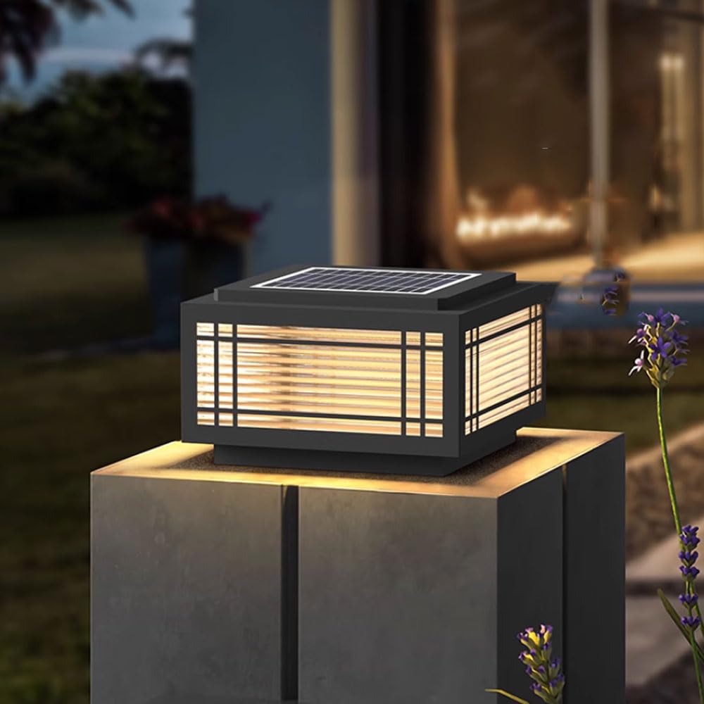 Solar Lights Outdoor Post Light Solar Powered Column Caps Lights Modern Fence Deck Cap Lamp Waterproof Pillar Lighting Fixture Solar LED Landscape Column Lantern For Outside Patio Yard Garden Mailbox