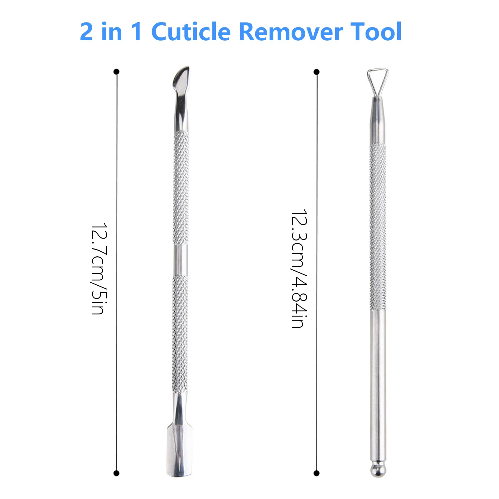 Lot de 2 repousse-cuticules en acier inoxydable pour retirer ou enlever le vernis gel des ongles des doigts et des orteils
