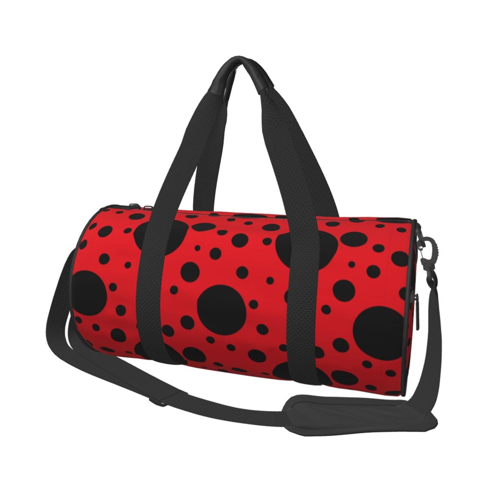 LUMANSITTER Red Black Polka Dot Ladybug Funny Cute Foldable Duffle for Women - Workout Bag for Gym Men - Boy Gym - Girls Small Weekender Duffel -