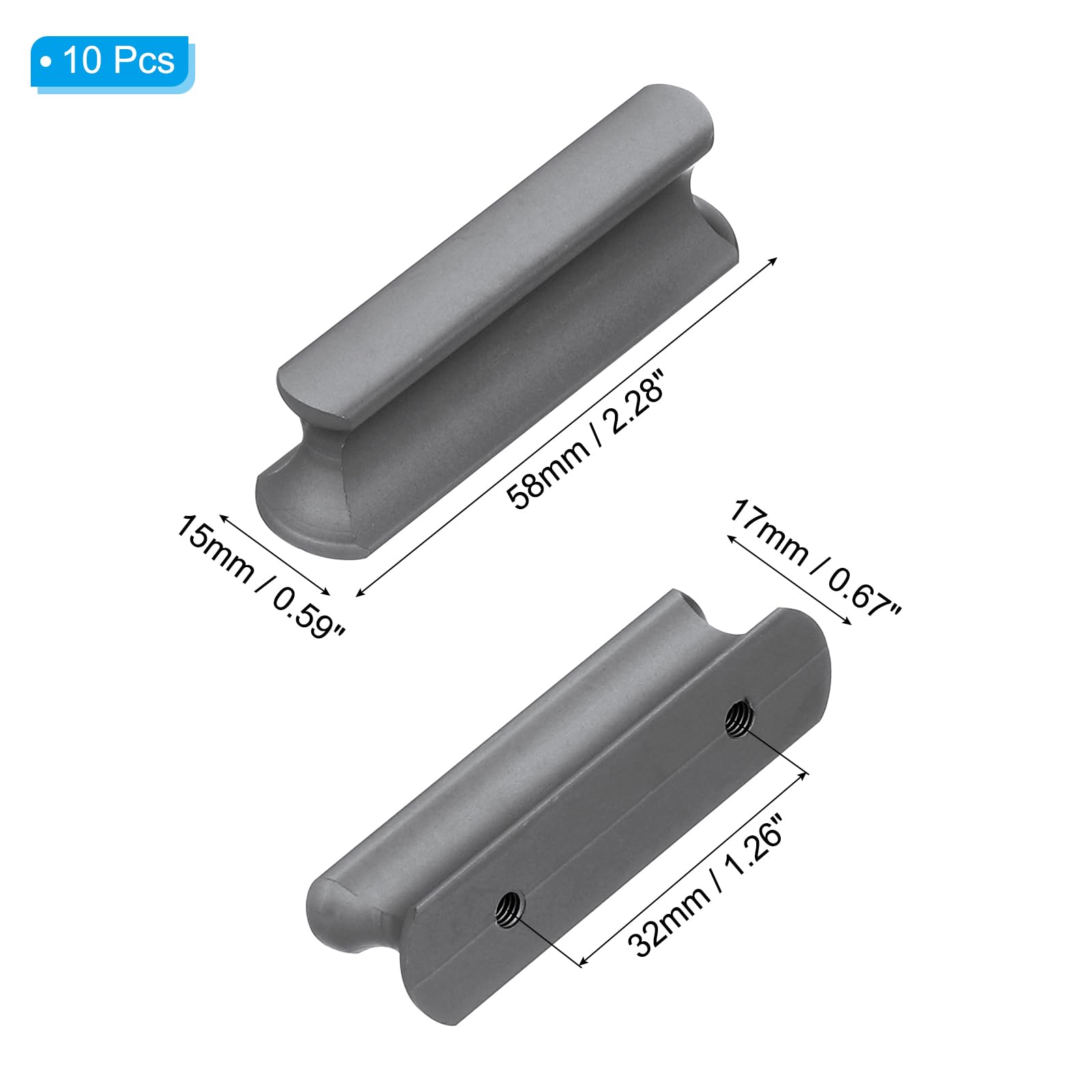 PATIKIL Door Handles 1.26 Inch (32mm) Hole Center, 10 Pack Brushed Pulls Kitchen Drawer Hardware for Cupboard Drawer Pulls Gray - Image 2