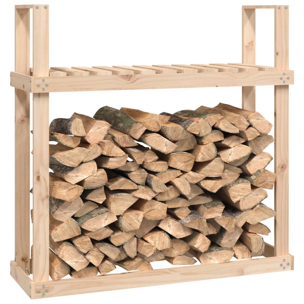 Regał na drewno kominkowe z litego drewna sosnowego, 110 x 35 x 108,5 cm, stojak na drewno opałowe z miejscem do przechowywania na drewno, do salonu, ogrodu, praktyczna pomoc w układaniu w