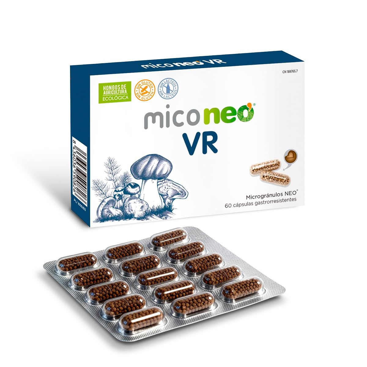 Mico NEO | VIR | Hongos de Agricultura Ecológica | Microgránulos NEO | Apto para Vegetarianos | Sin Gluten ni Derivados Lácteos | 60 Cápsulas | Tomar 1 o 2 Cápsulas al Día