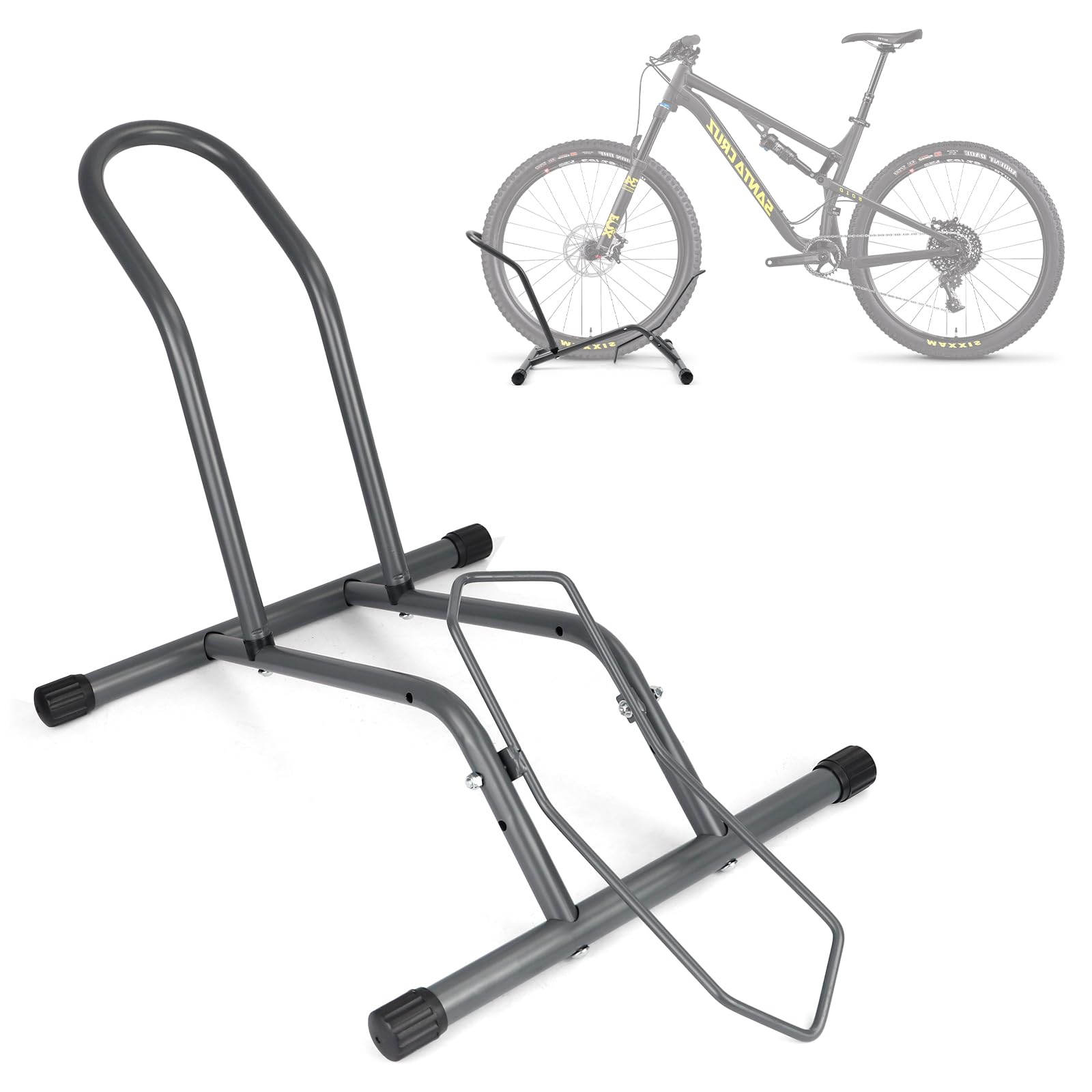 MEGHNA Fahrradständer Professional Boden Freistehender Ständer Halter Montages Fahrradpark Ständer für Mountainbike Rennrad MTB Schwarz
