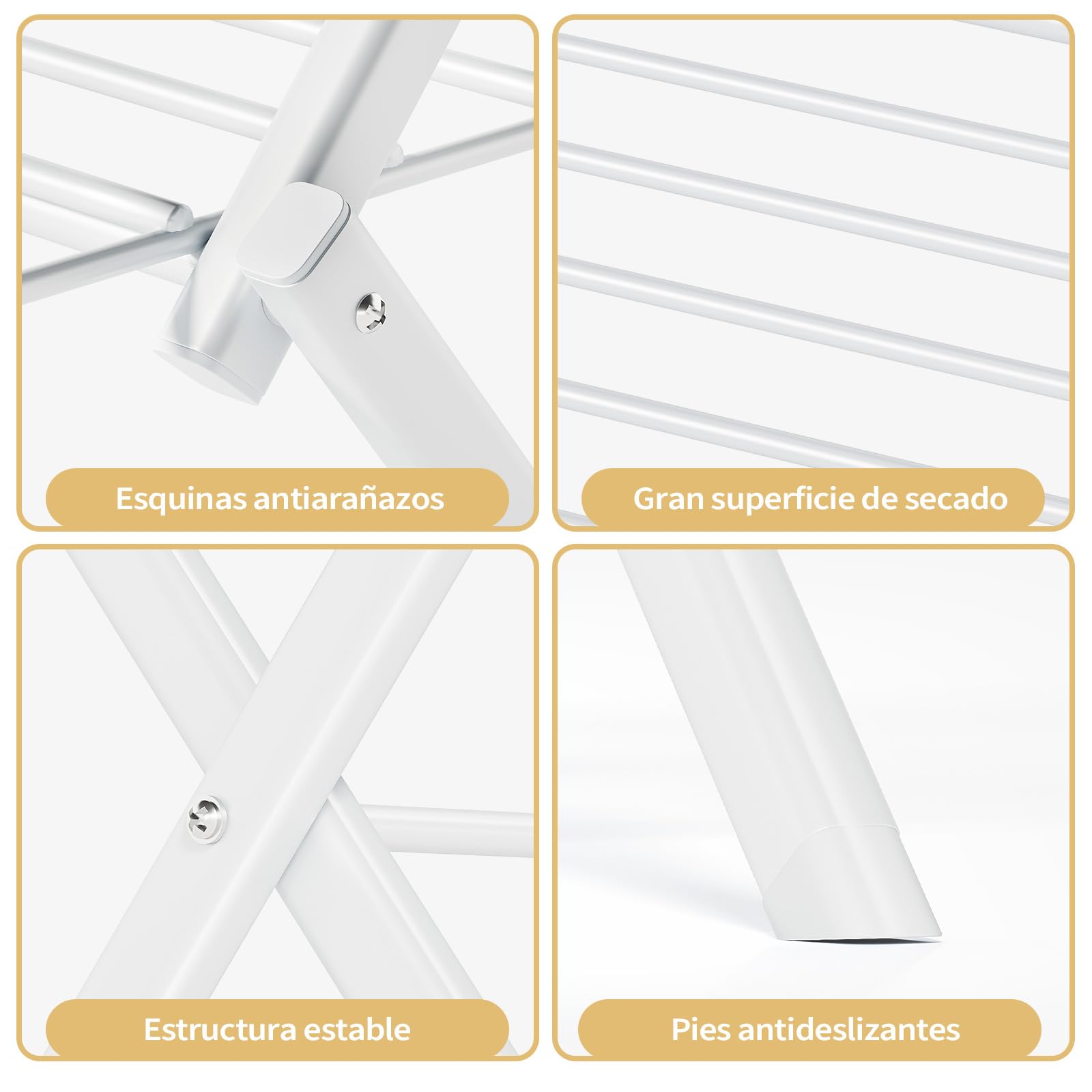 SKYIARIOL Tendedero Plegable de Pie Portátil - Tendedero Plegable de Acero para una Experiencia de Secado Generosa y Cómoda en Color Blanco