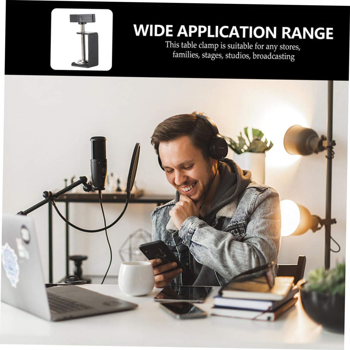 BUTIFULSIC 4 Pcs Universal Table Mount Clamp Tabletop Mounting Clamp Plastic Desk Mounting Clamp Desktop Mounting Clamp Stainless Steel