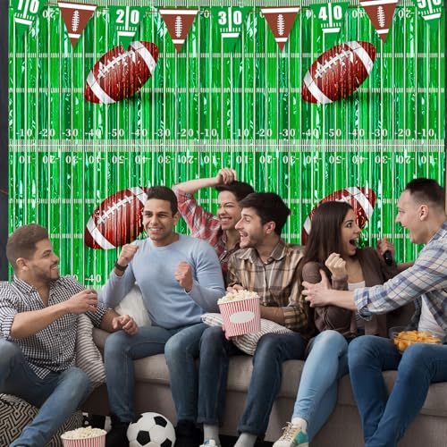 2Pack Football Party Decorations, Green and Brown Football Tinsel Foil Fringe Curtains, Football Backdrops Super Football Photo Props for Football Birthday Party Decorations Sports Party - Image 6
