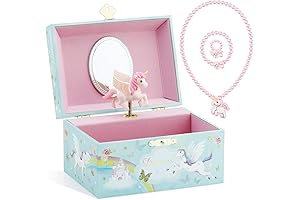Musical Jewelry Glitter Storage Box and Jewelry Set for Little Girls with...