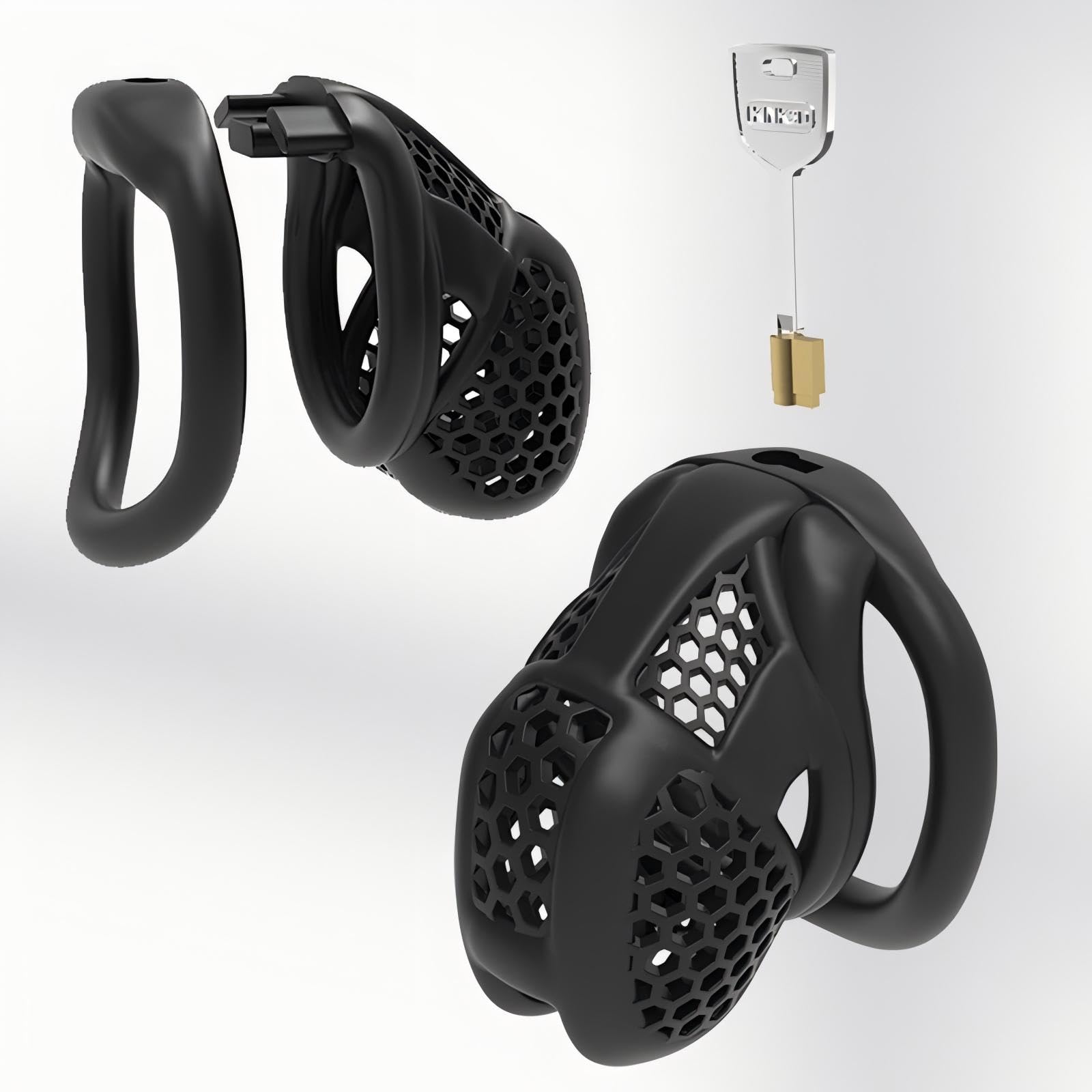 Cage Chastetée pour Homme Cage de Chasteté Pénis avec 4 Anneaux de Tailles Différentes Ceintures de Chasteté avec Serrure Invisible pour le Bondage du Pénis Sex Toys Chastity Cage (Micro,Black)