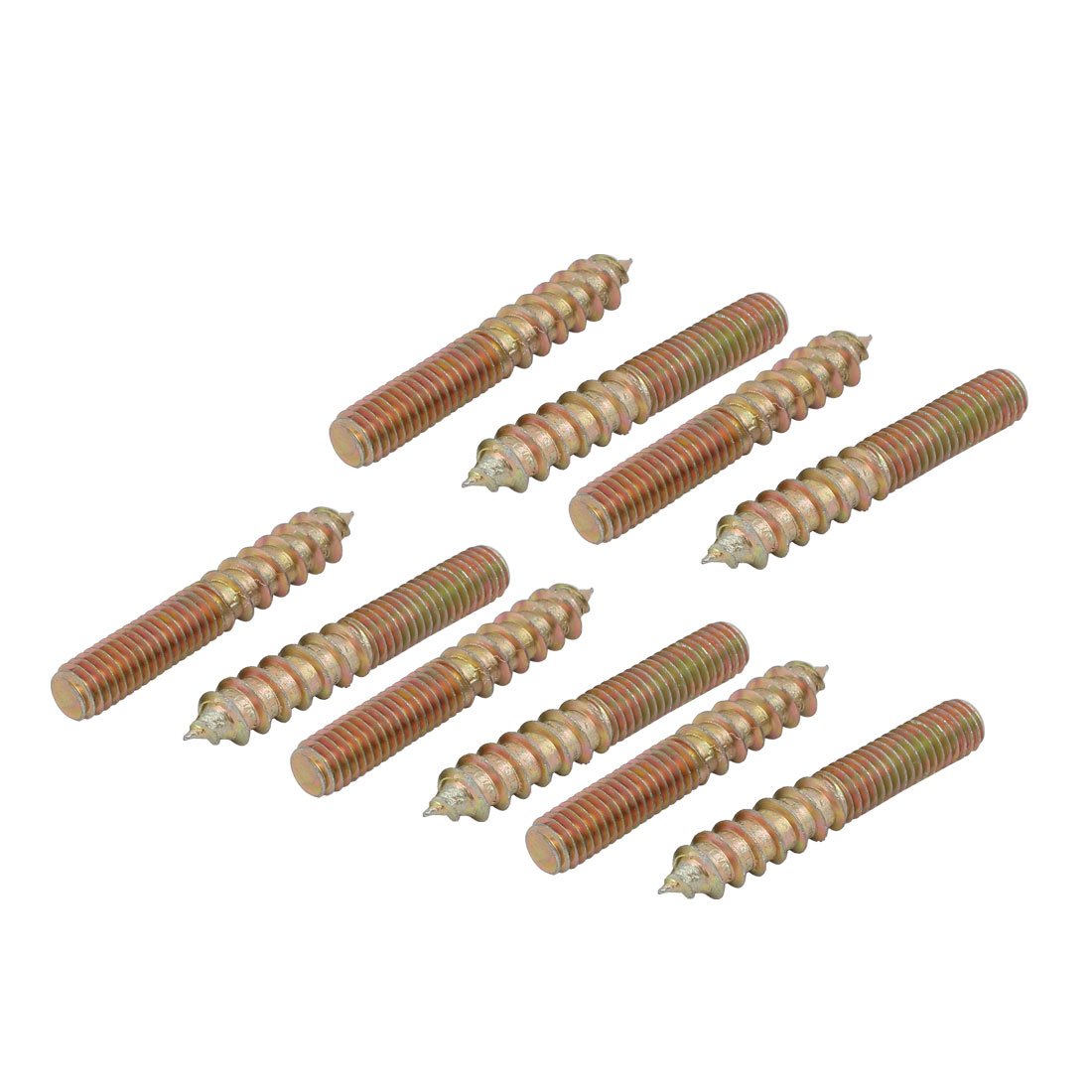 Aexit M6x40mm Carbon Home hardware Steel Zinc Plated Self-Tapping Hanger Bolt 10pcs Model:33as652qo250