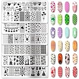 PH PandaHall 6pcs Noël Plaque D'Estampage pour Ongles Festival Modèles de Nail Art pour Halloween Noël Pochoirs de Pâques pour Saint Valentin Plaques D'Image en Acier Inox pour Femmes Fête Design