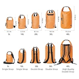 ROCK CLOUD Dry Bag Waterproof 5L Dry Sack for Kayaking Rafting Boating Beach Surfing Swimming Canoe Camping Hiking Fishing Ski, Orange