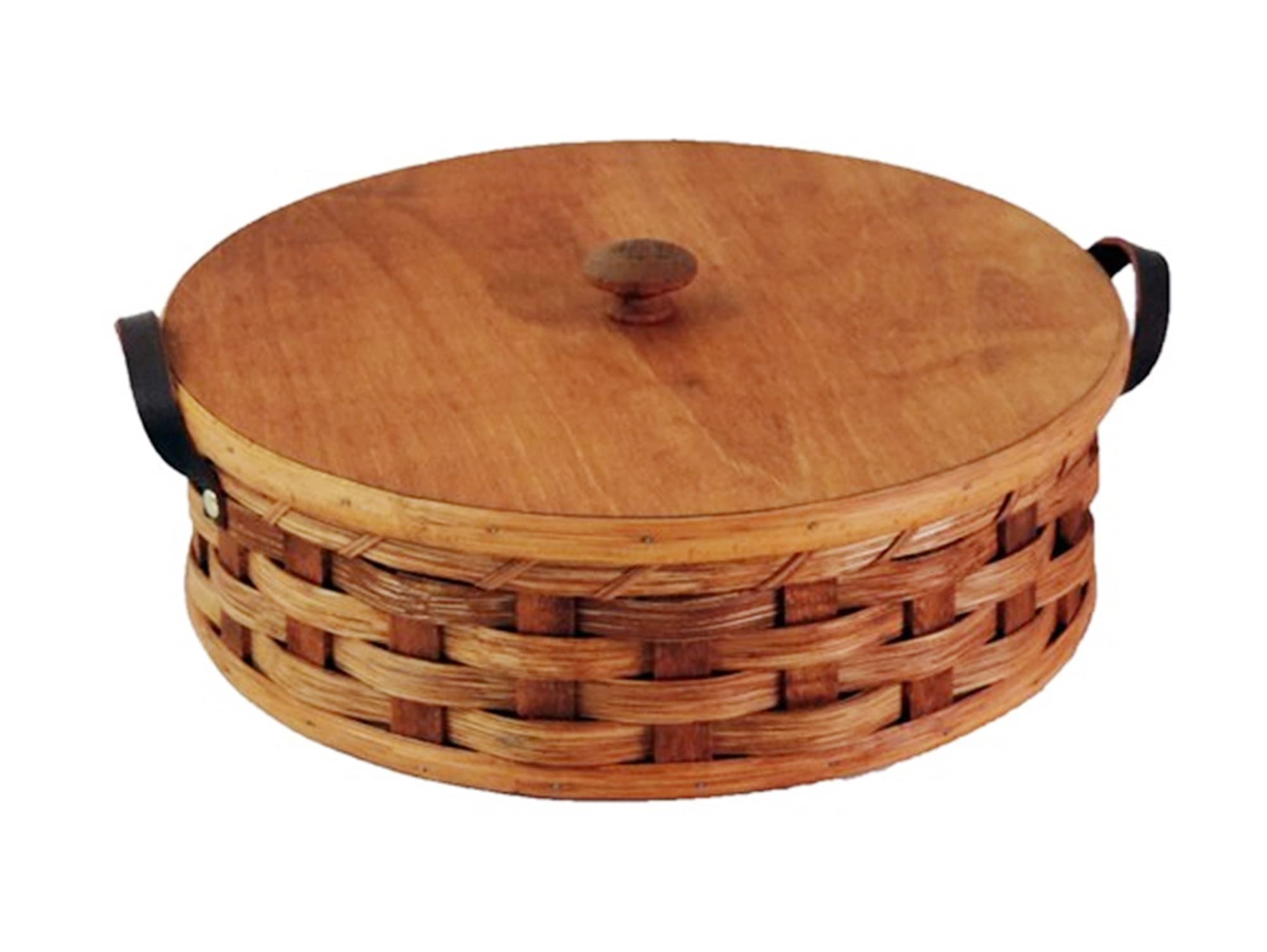 Amish Handmade Round Single Pie Carrier Basket (NATURAL W/O LINER)
