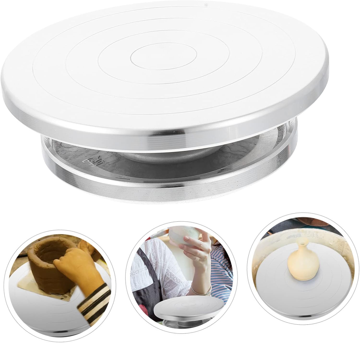Veemoon Manual Pottery Turntable Tool for Pottery Crafts Aluminum Alloy Rotating Wheel for Clay Sculpting Art Projects and Ceramic Work