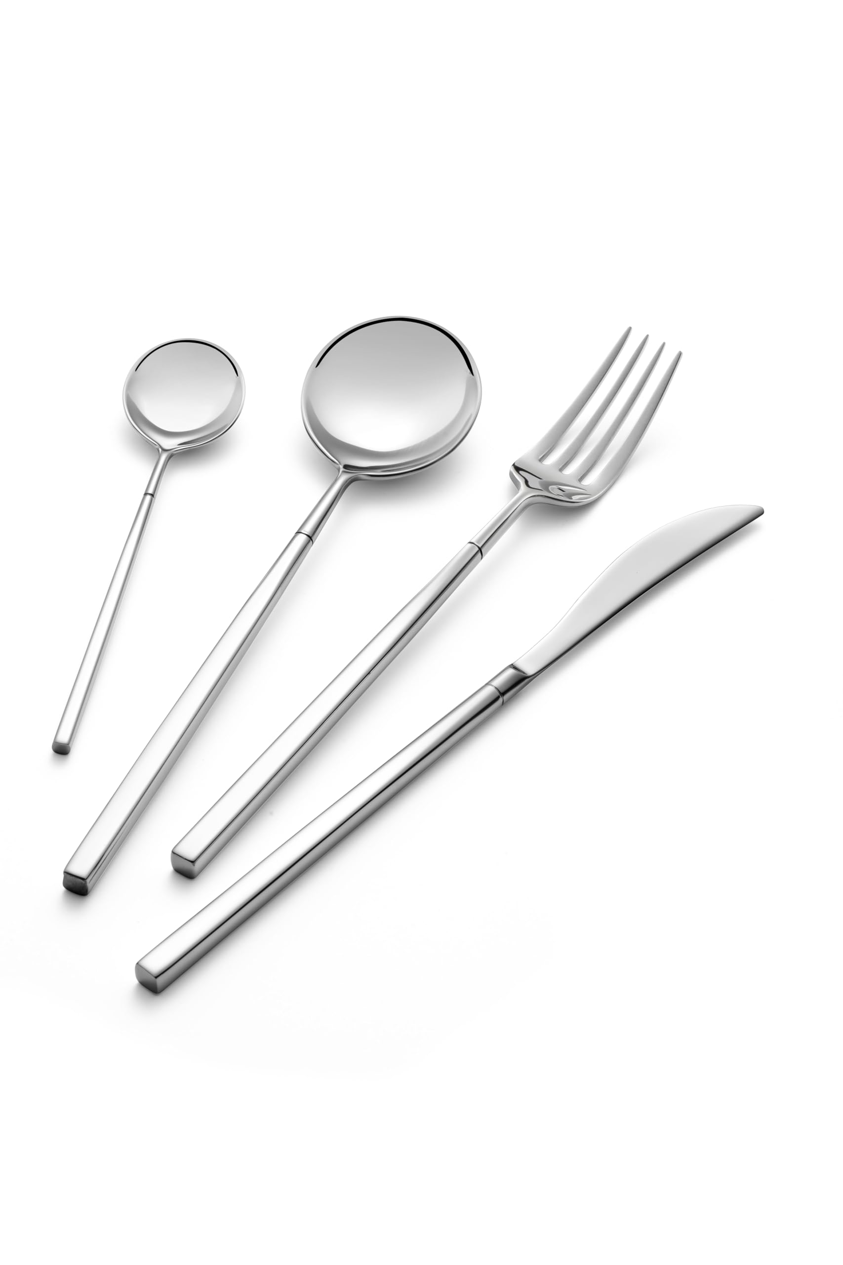 Eme P13AKT/10 Kyoto Servizio di Posate 24pz forgiate in acciaio inossidabile, 6 Coltelli, 6 Forchette, 6 Cucchiai, 6 Cucchiaini, Stile giapponese, finitura lucida