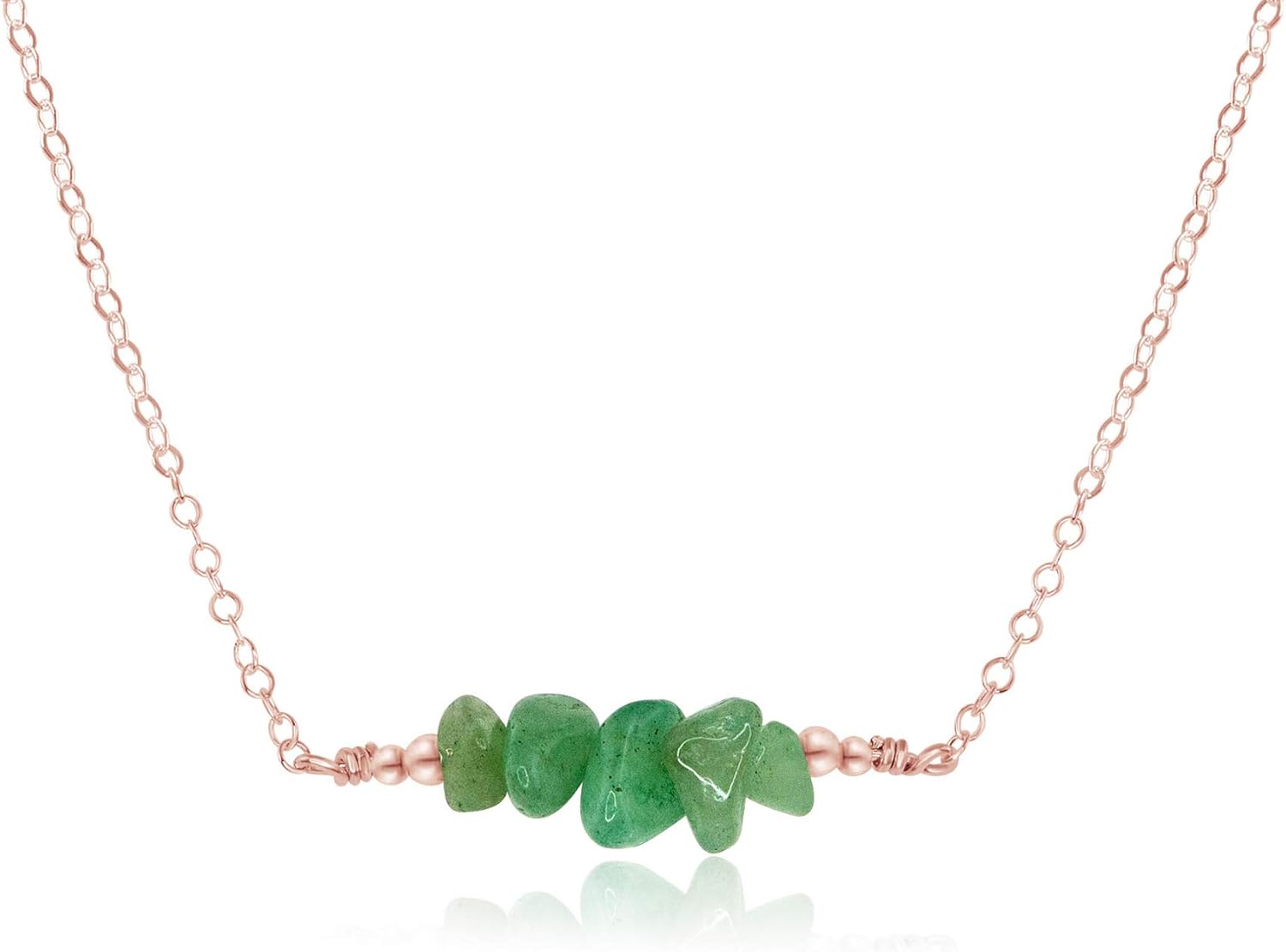Luna Tide Aventurine Chip Bead Bar Necklace in 14k Rose Gold Fill