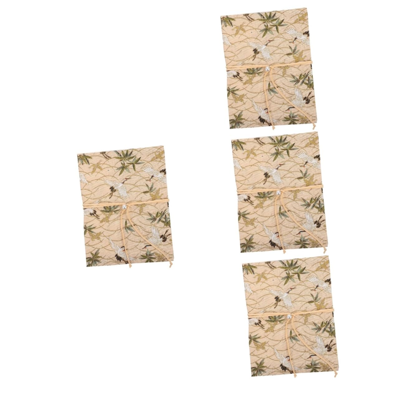 NUOBESTY 4stücke Ornamentale Buchhülle Verstellbarem Design Elegante Buchschutz Für Notizbücher Tagebücher Und Sammlungen Für Studenten Und Buchliebhaber Beige Mit Goldenen Kranichen
