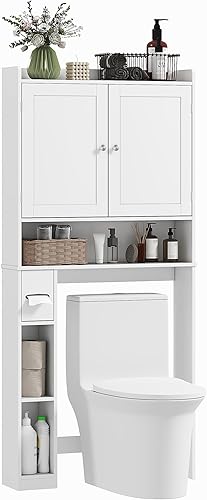 Miniatura 1 de HOMCOM Armario de almacenamiento sobre el inodoro, moderno organizador de baño sobre el inodoro con 2 puertas, estantes de almacenamiento, soporte