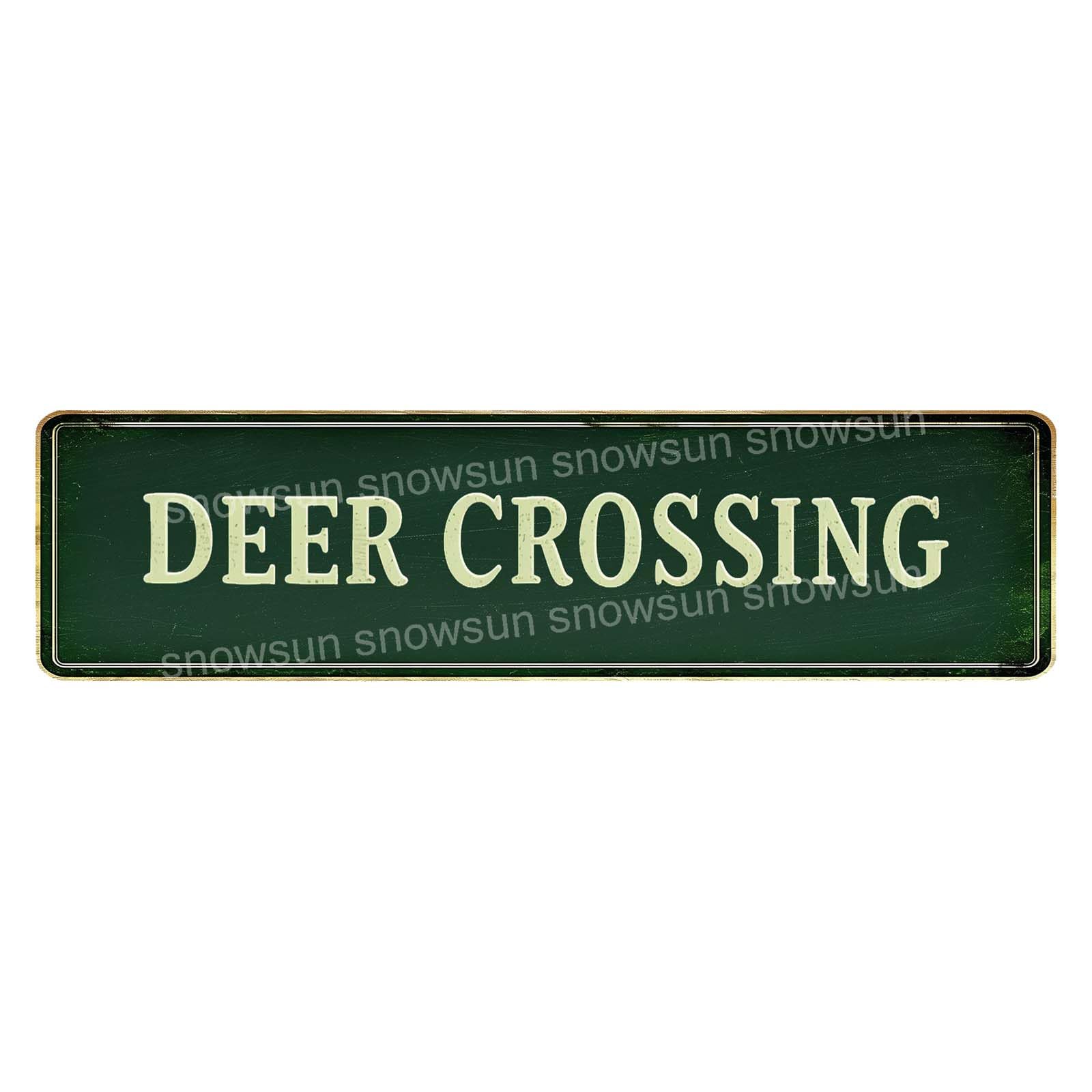 Deer Crossing Vintage Tin Signs Retro Metal Sign For Home Bar Office Outdoor Garden Wall Decor 4x16 Inch