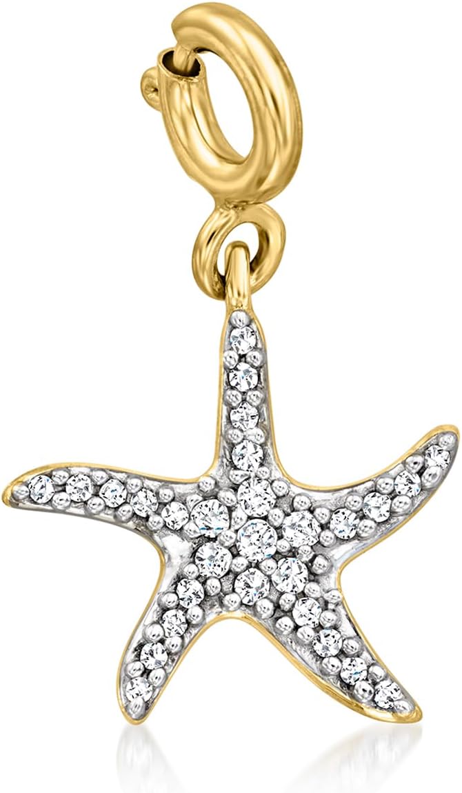 Ross-Simons 0.10 ct. t.w. Diamond Starfish Charm in 18kt Gold Over Sterling