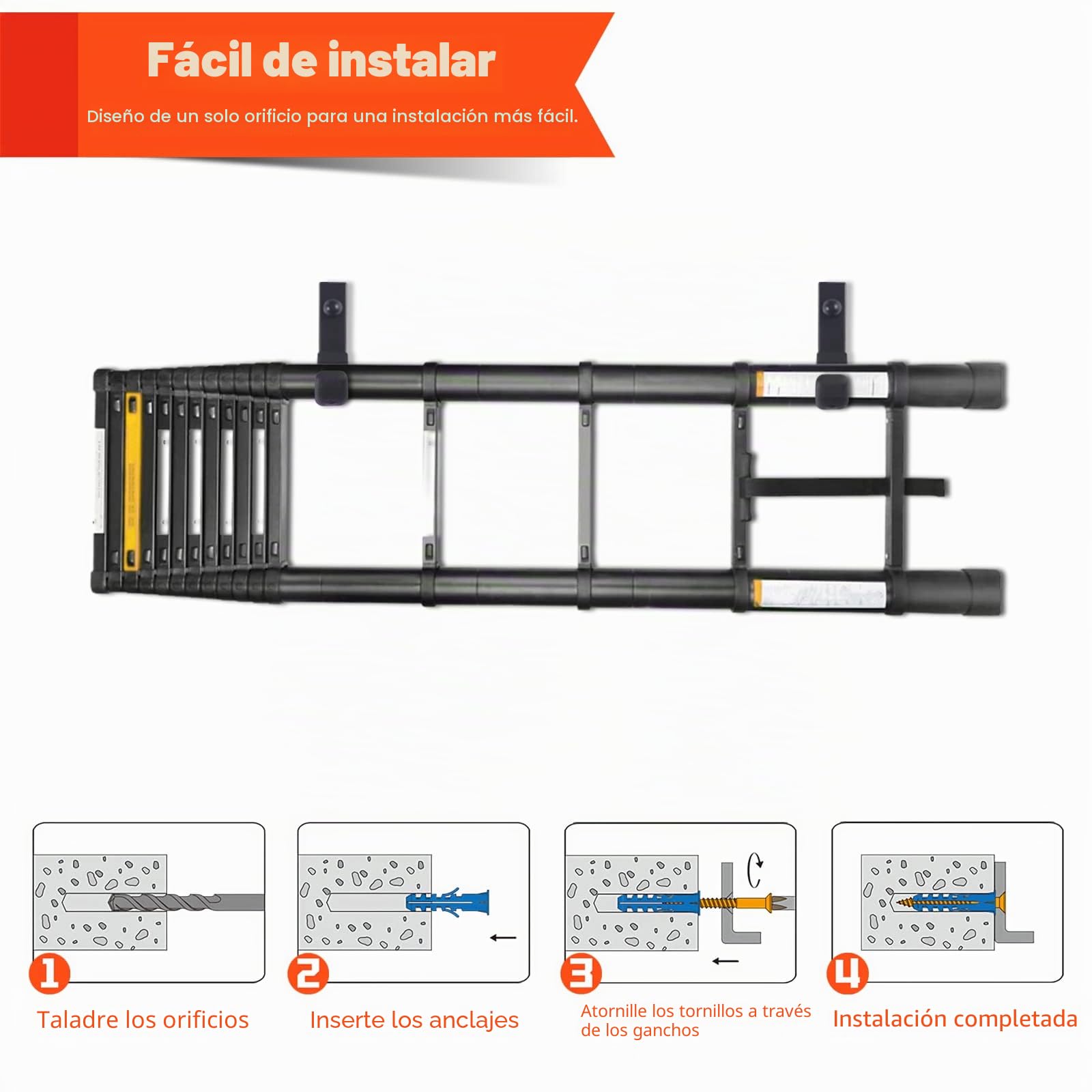 4 Ganchos Pared, Resistentes para Garaje, Ganchos para Colgar Almacenamiento, en J Soporte Herramientas Pared Multiusos, Ganchos para Colgadores para Equipo Deportivo (10 cm, 40 kg)