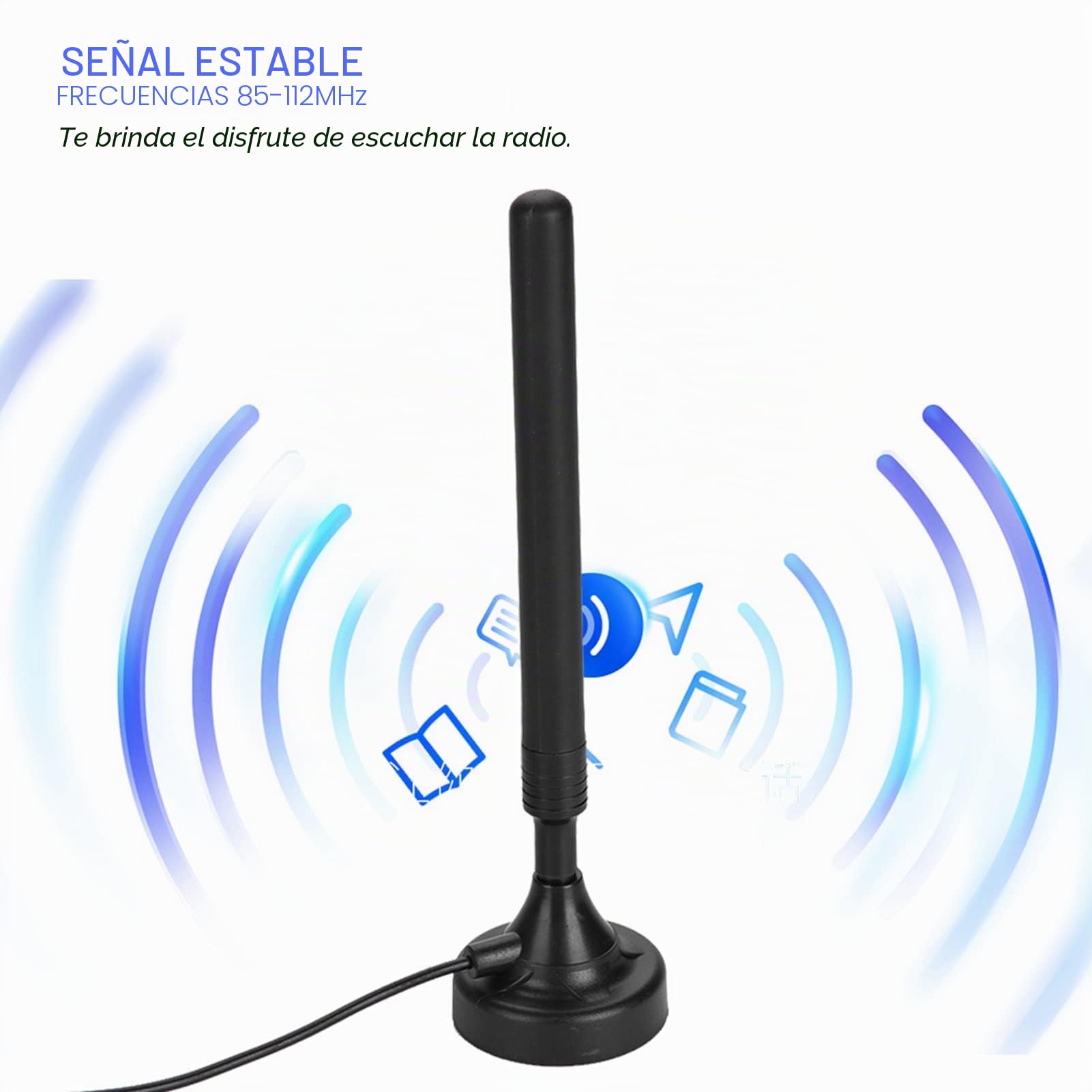 Antena de Radio FM Doméstica, Alta Ganancia de 25 DB, Señal Estable de 85 a 112 MHz, Antena Digital Amplificada para Interiores, para Pisos Bajos