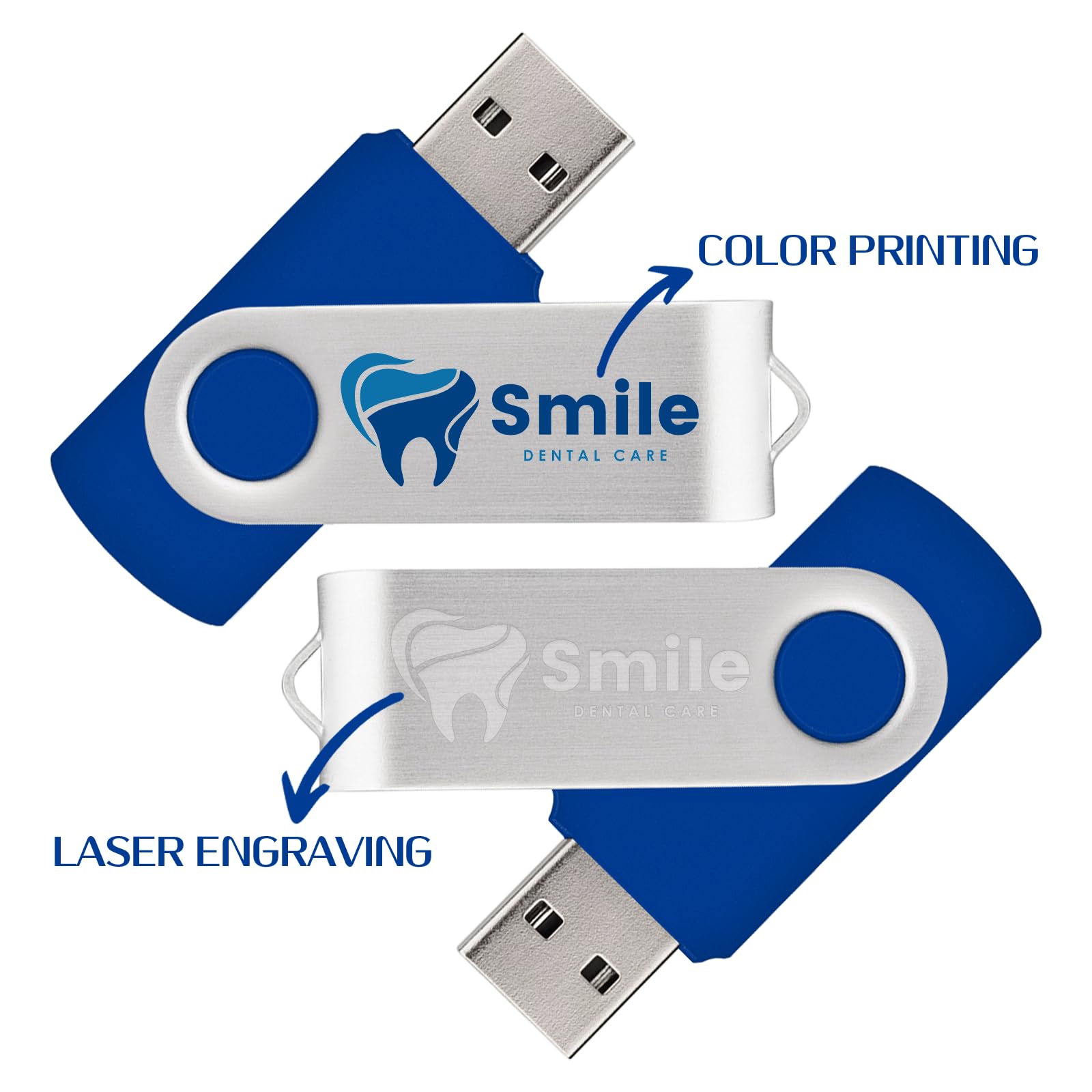 Niestandardowe pendrive'y USB 32 GB, USB 3.0, spersonalizowane pendrive'y z logo do biznesu, wydarzeń, drukowania tekstu lub obrazu, niestandardowe karty pamięci JBOS - królewski błękit