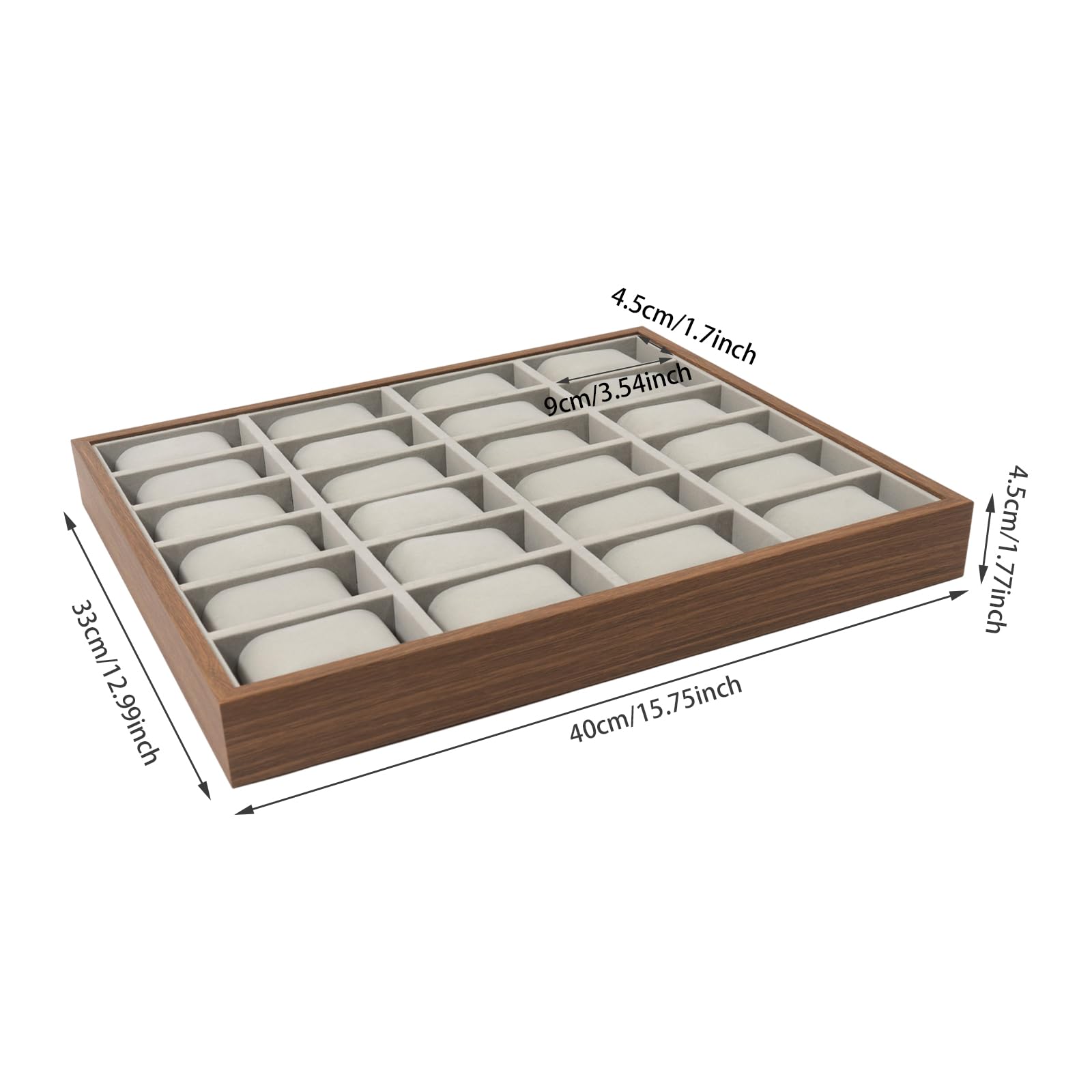 Caja de reloj con 24 compartimentos, caja de almacenamiento para joyas, organizador de almacenamiento, bandeja de madera, caja de exhibición de madera, para uso personal, exhibiciones de